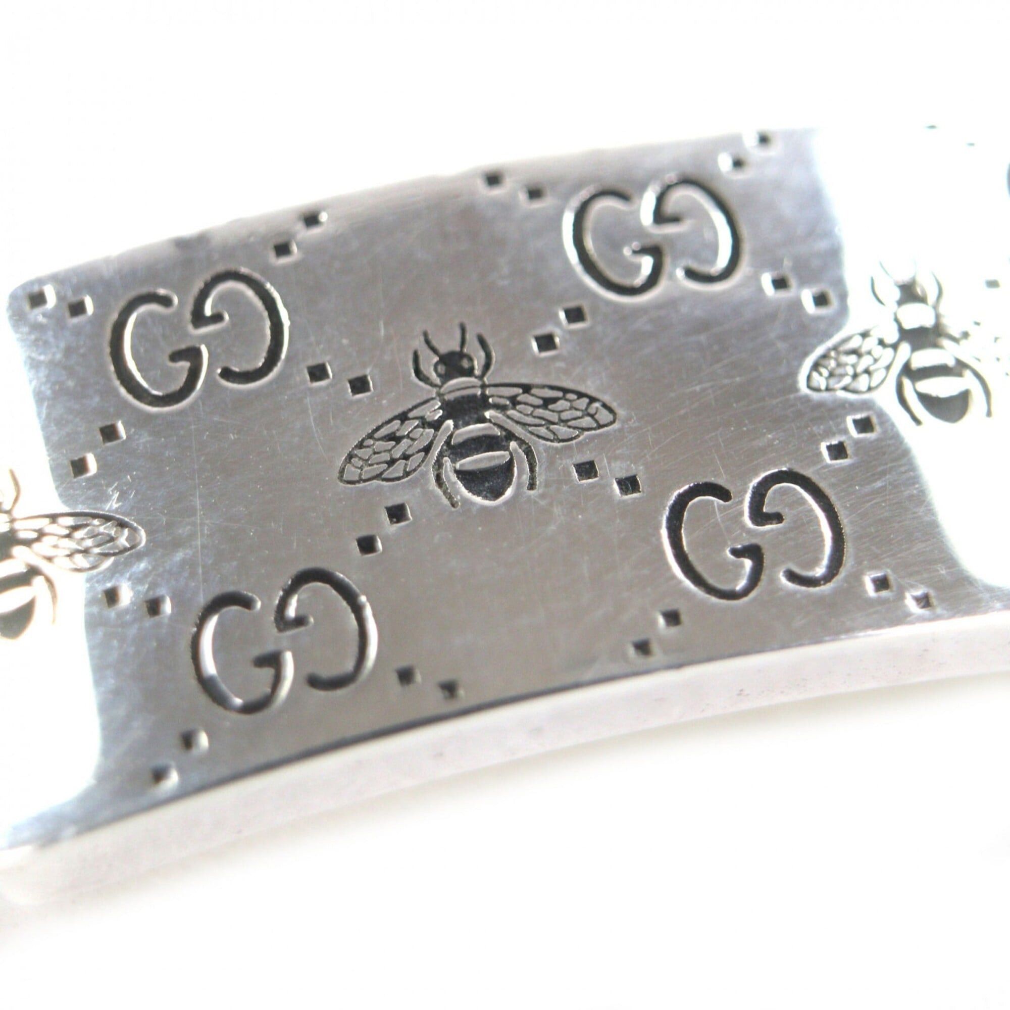 Gucci GUCCI AG925 GG & BEE Engraved Bracelet, Silver, Size 17, Made in Italy, Weight 37.0g, Men's/Women's Accessory Size ONE SIZE - 4 Thumbnail