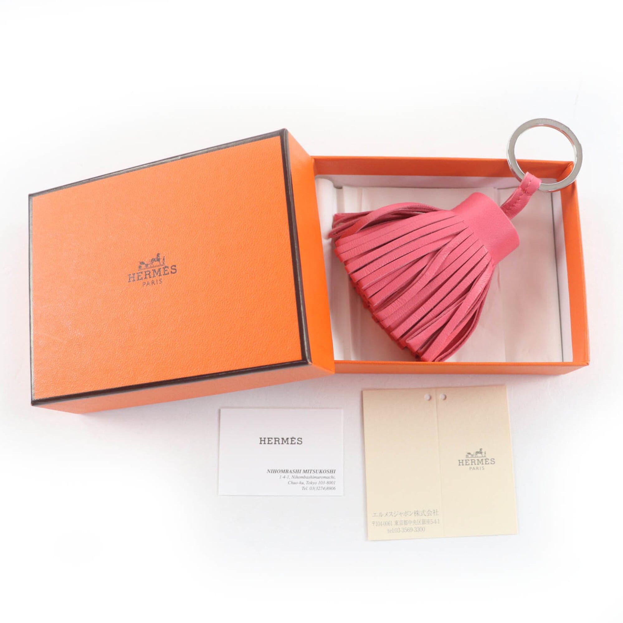 Hermes HERMES Carmen Agneau Milo Rose Azalee Silver Hardware Bag Charm Keychain with Box Made in France Women's Size ONE SIZE - 2 Thumbnail