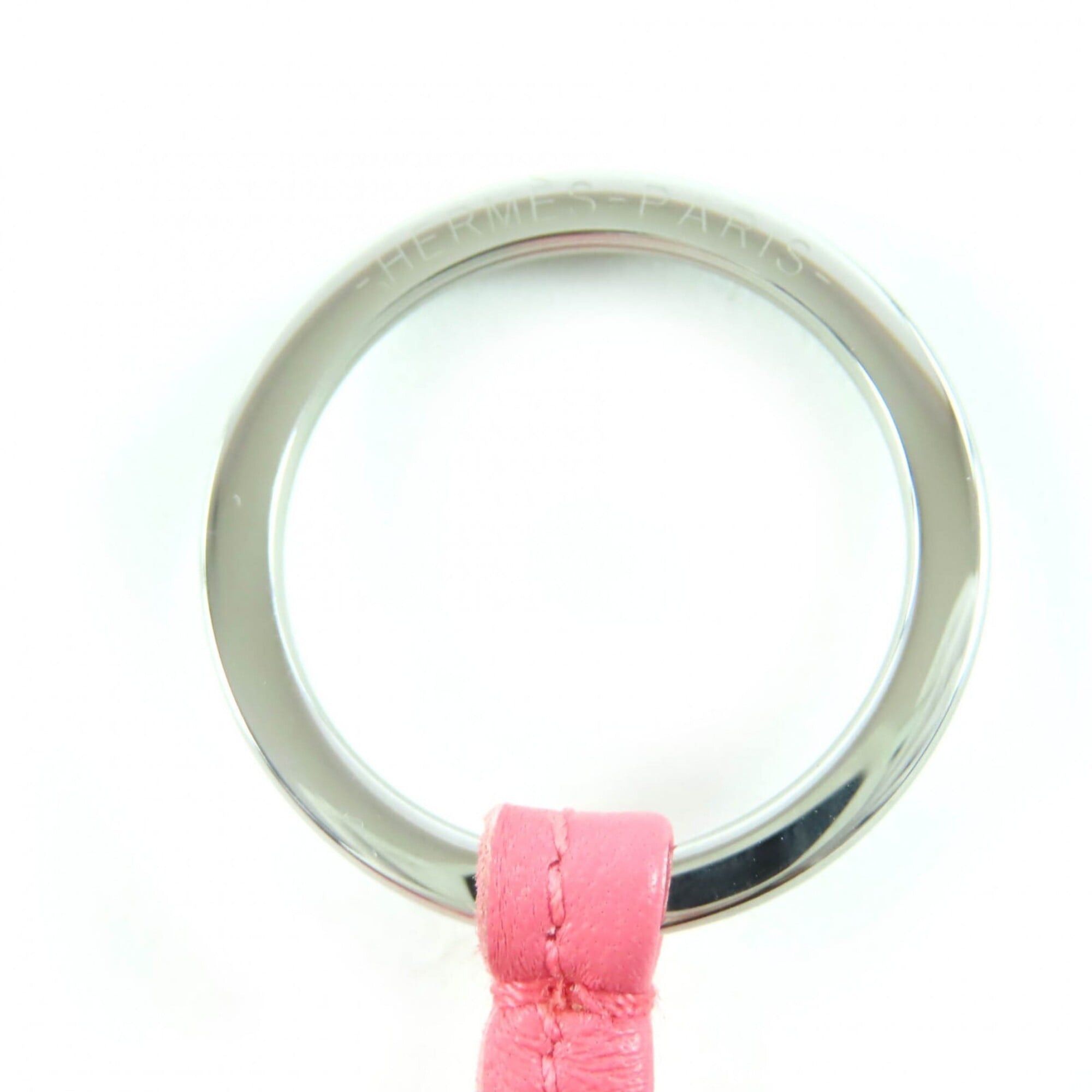 Hermes HERMES Carmen Agneau Milo Rose Azalee Silver Hardware Bag Charm Keychain with Box Made in France Women's Size ONE SIZE - 5 Thumbnail