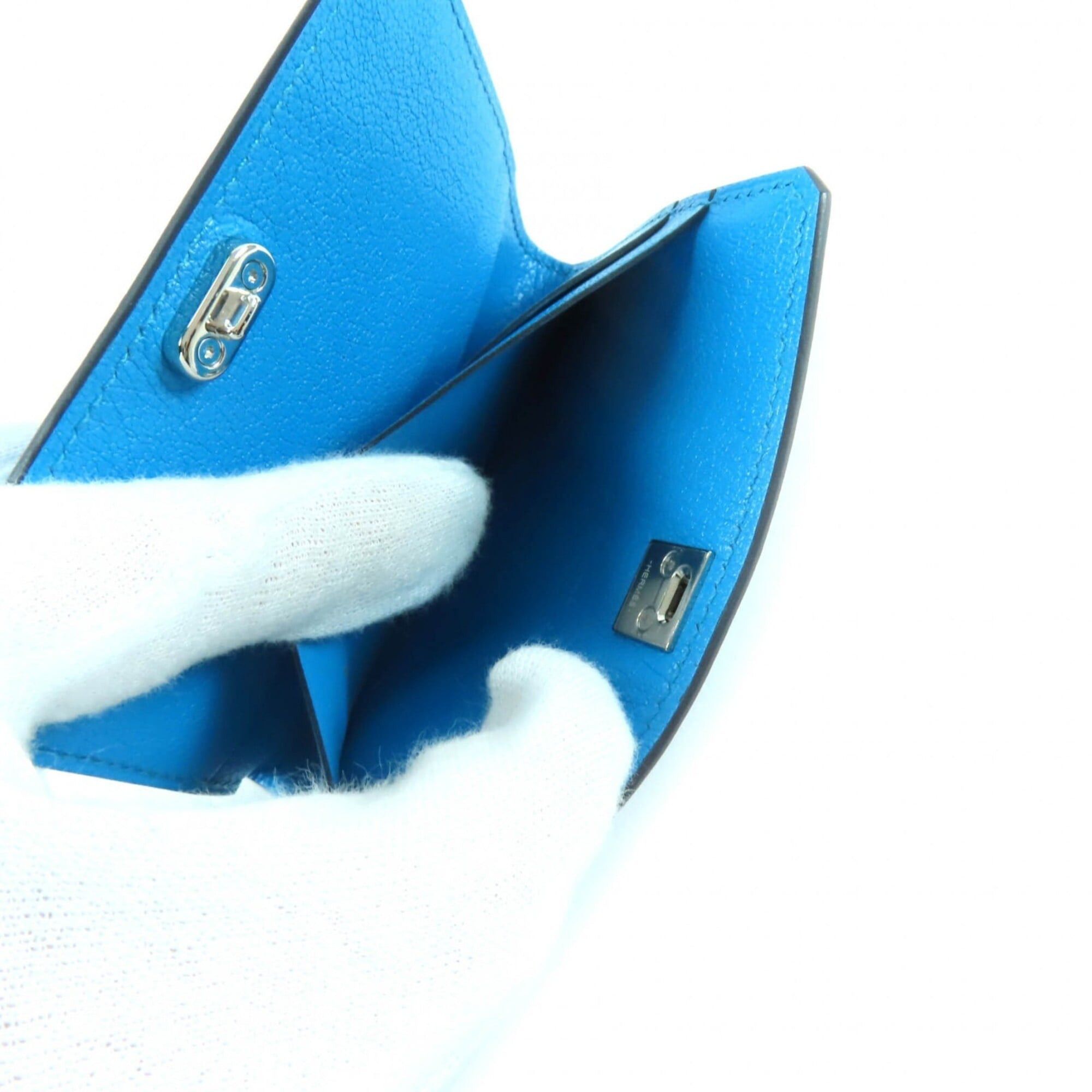 Hermes HERMES Medor Leather Pass Case/Business Card Holder, Blue, B Stamp, Made in France, Women's Size ONE SIZE - 5 Thumbnail