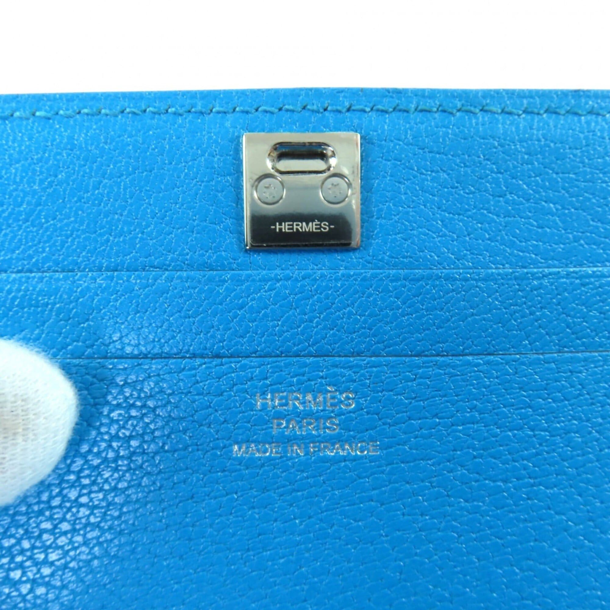 Hermes HERMES Medor Leather Pass Case/Business Card Holder, Blue, B Stamp, Made in France, Women's Size ONE SIZE - 8 Thumbnail