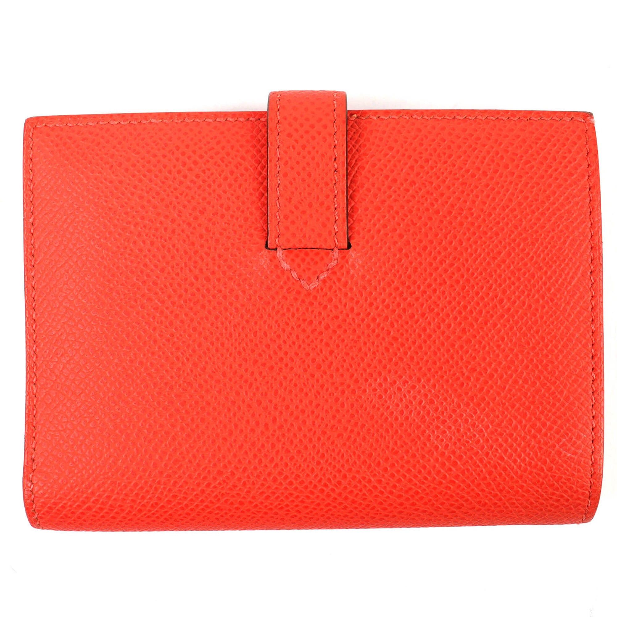 Hermes HERMES H085779CKG0 New H Passant Veau Epsom Orangefield Silver Hardware Compact Bi-fold Wallet W Stamp Box Included Made in France Women's Size ONE SIZE - 3 Thumbnail