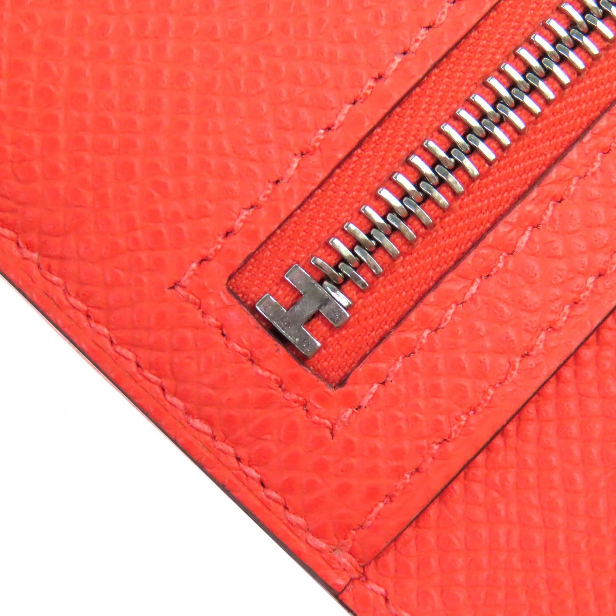 Hermes HERMES H085779CKG0 New H Passant Veau Epsom Orangefield Silver Hardware Compact Bi-fold Wallet W Stamp Box Included Made in France Women's Size ONE SIZE - 8 Thumbnail