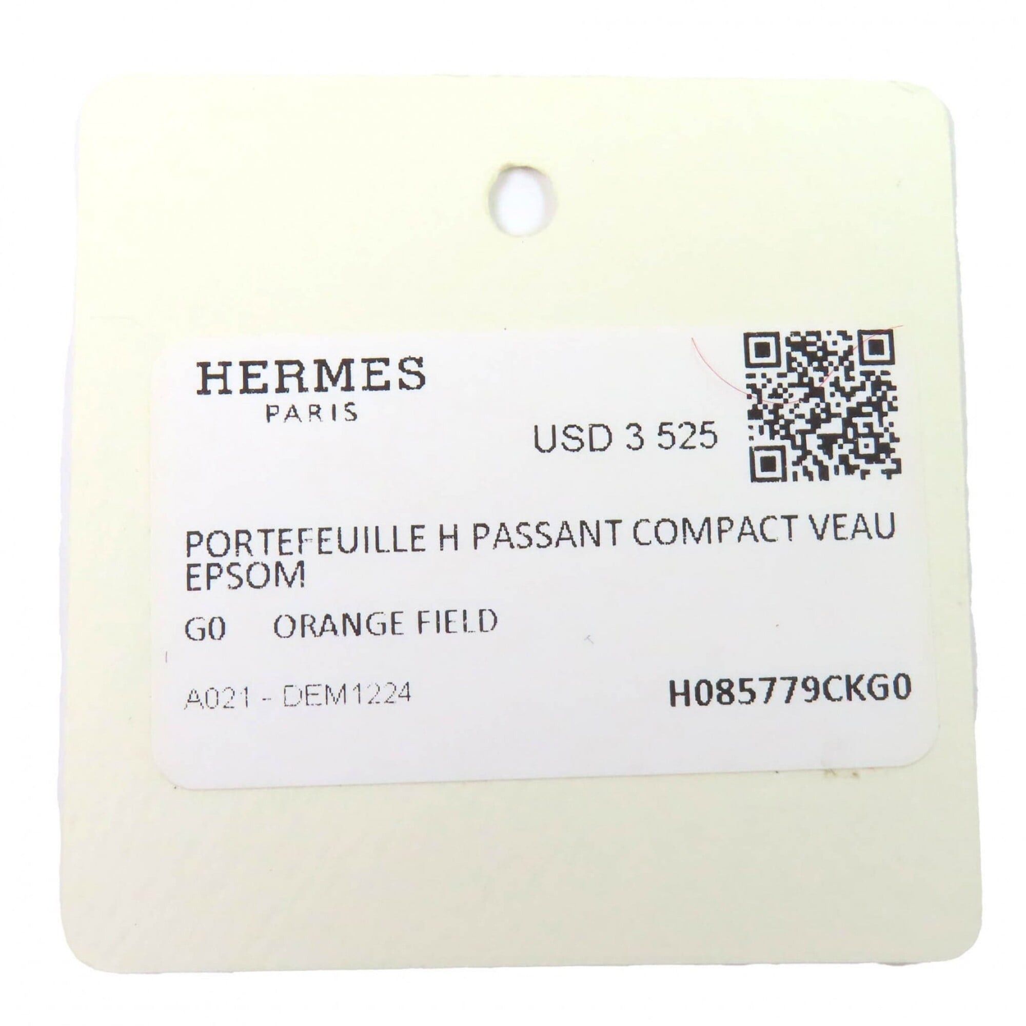 Hermes HERMES H085779CKG0 New H Passant Veau Epsom Orangefield Silver Hardware Compact Bi-fold Wallet W Stamp Box Included Made in France Women's Size ONE SIZE - 12 Thumbnail