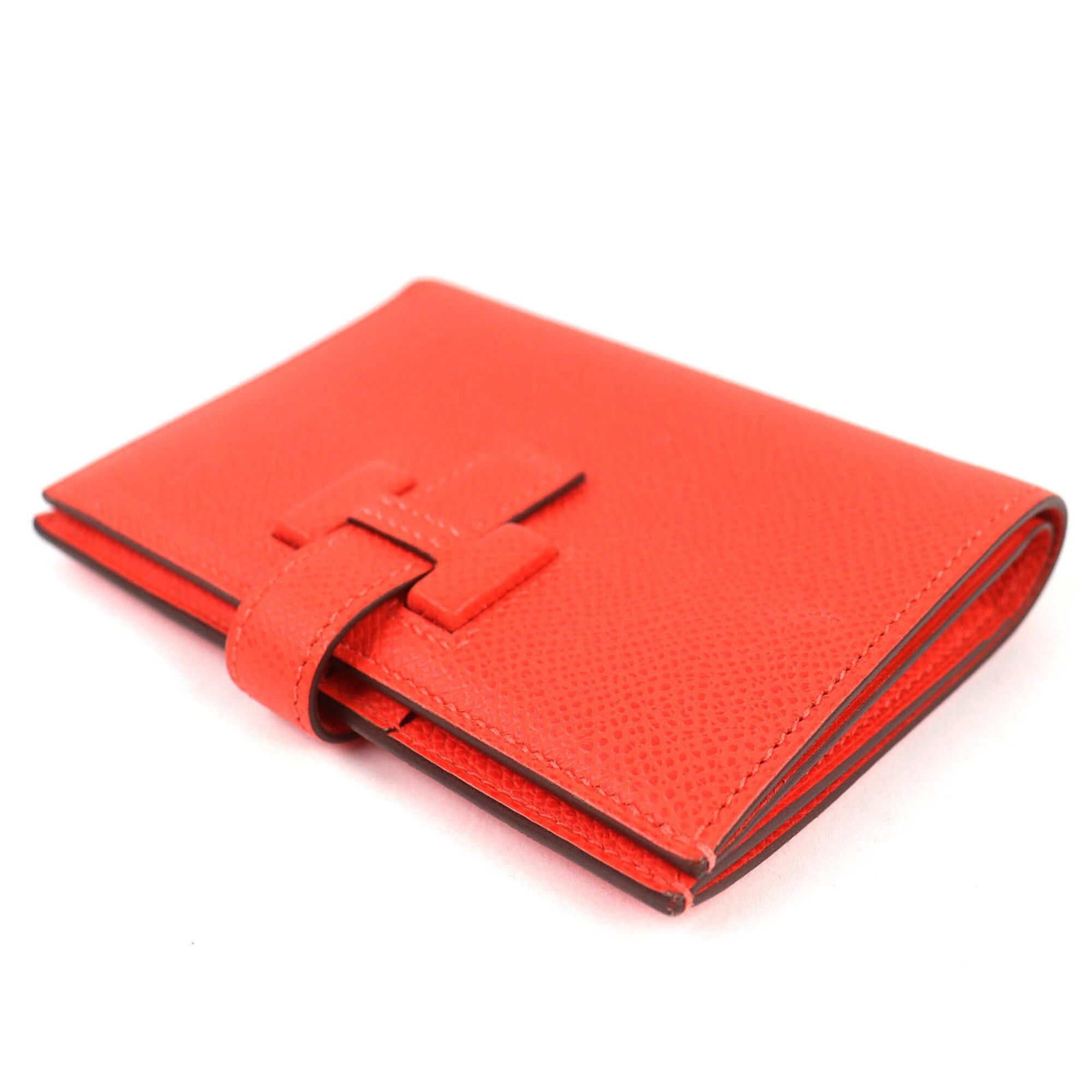 Hermes HERMES H085779CKG0 New H Passant Veau Epsom Orangefield Silver Hardware Compact Bi-fold Wallet W Stamp Box Included Made in France Women's Size ONE SIZE - 4 Thumbnail