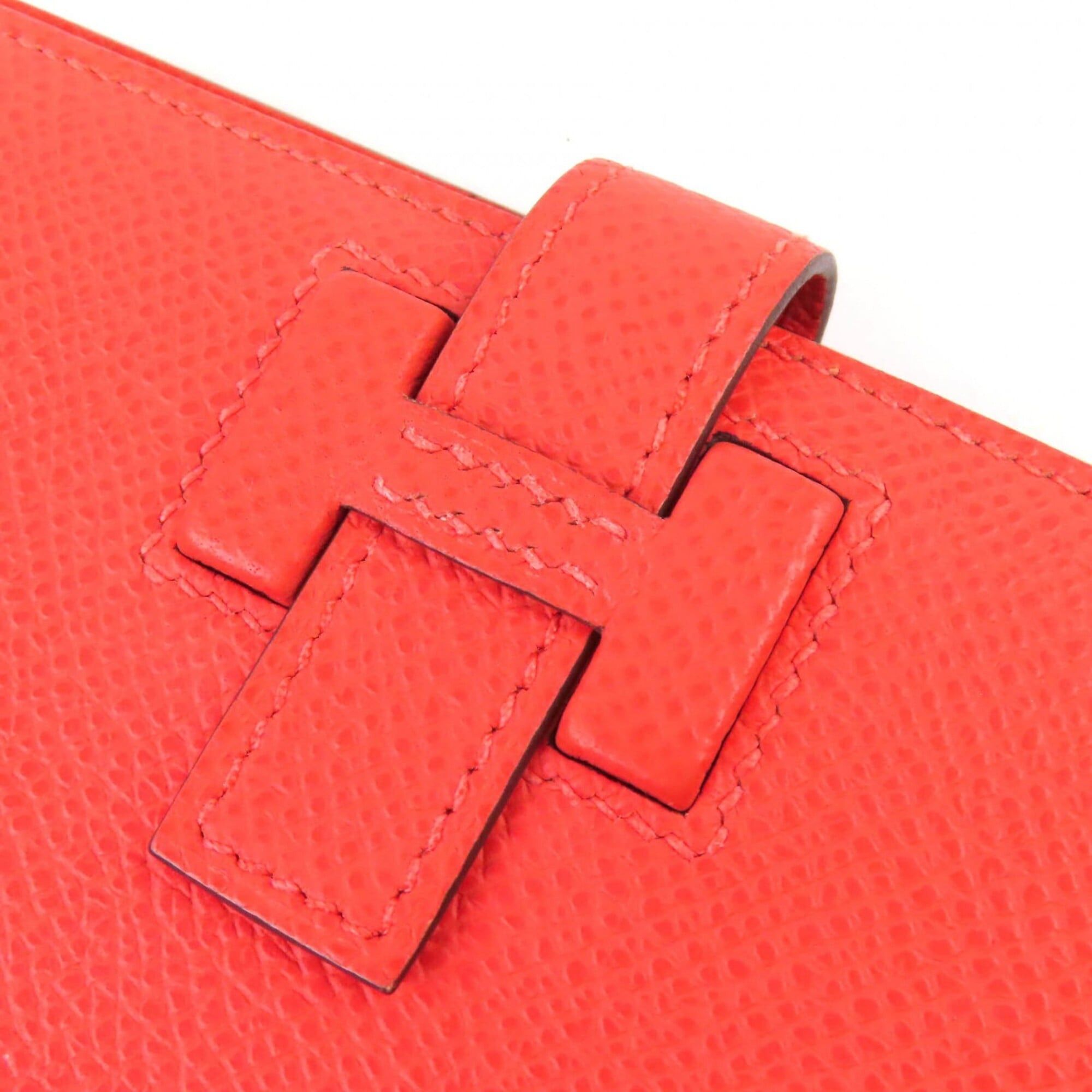 Hermes HERMES H085779CKG0 New H Passant Veau Epsom Orangefield Silver Hardware Compact Bi-fold Wallet W Stamp Box Included Made in France Women's Size ONE SIZE - 7 Thumbnail