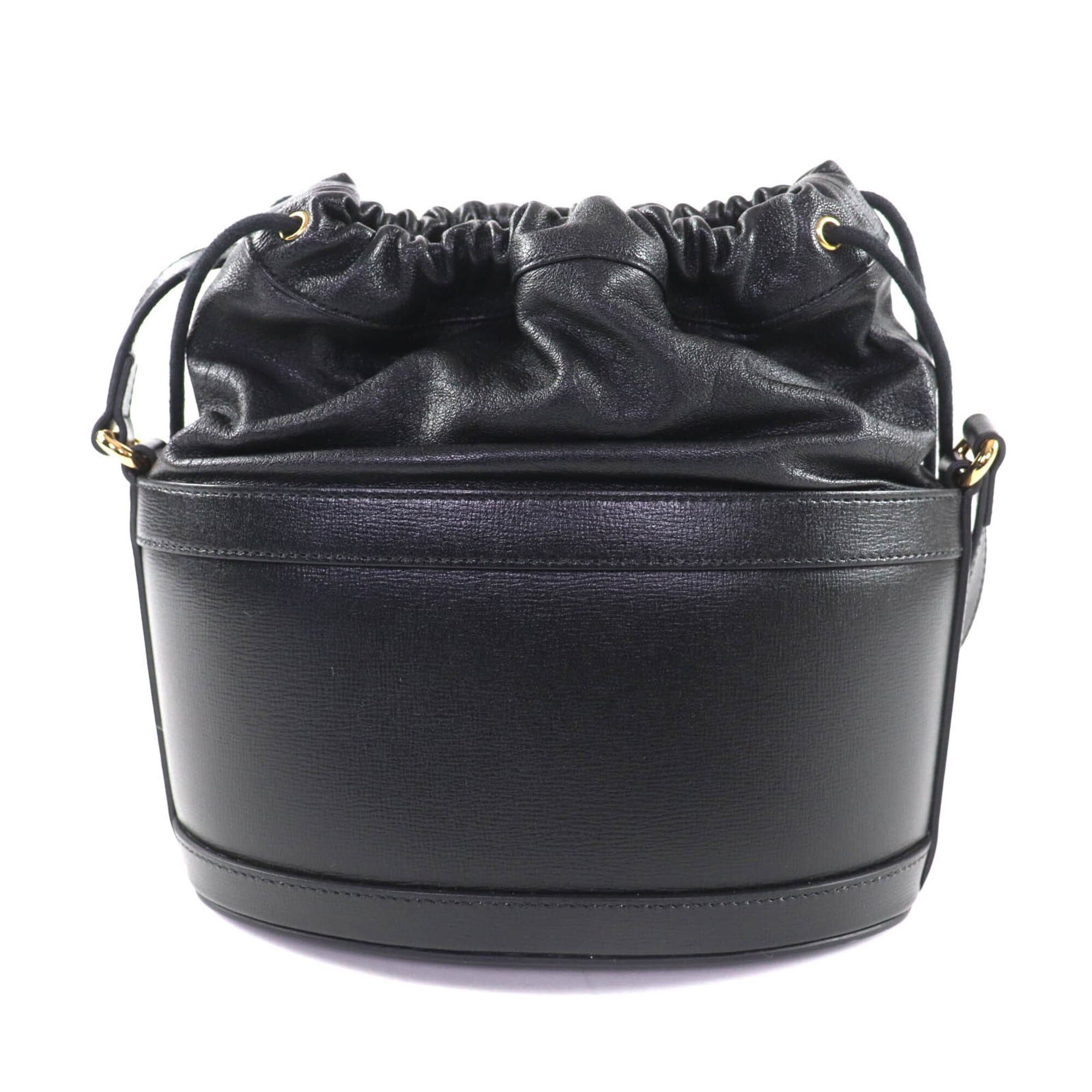 Gucci GUCCI 602118 Horsebit Leather Bucket Bag Shoulder Black Gold Hardware with Dust Made in Italy Women's Size ONE SIZE - 3 Thumbnail