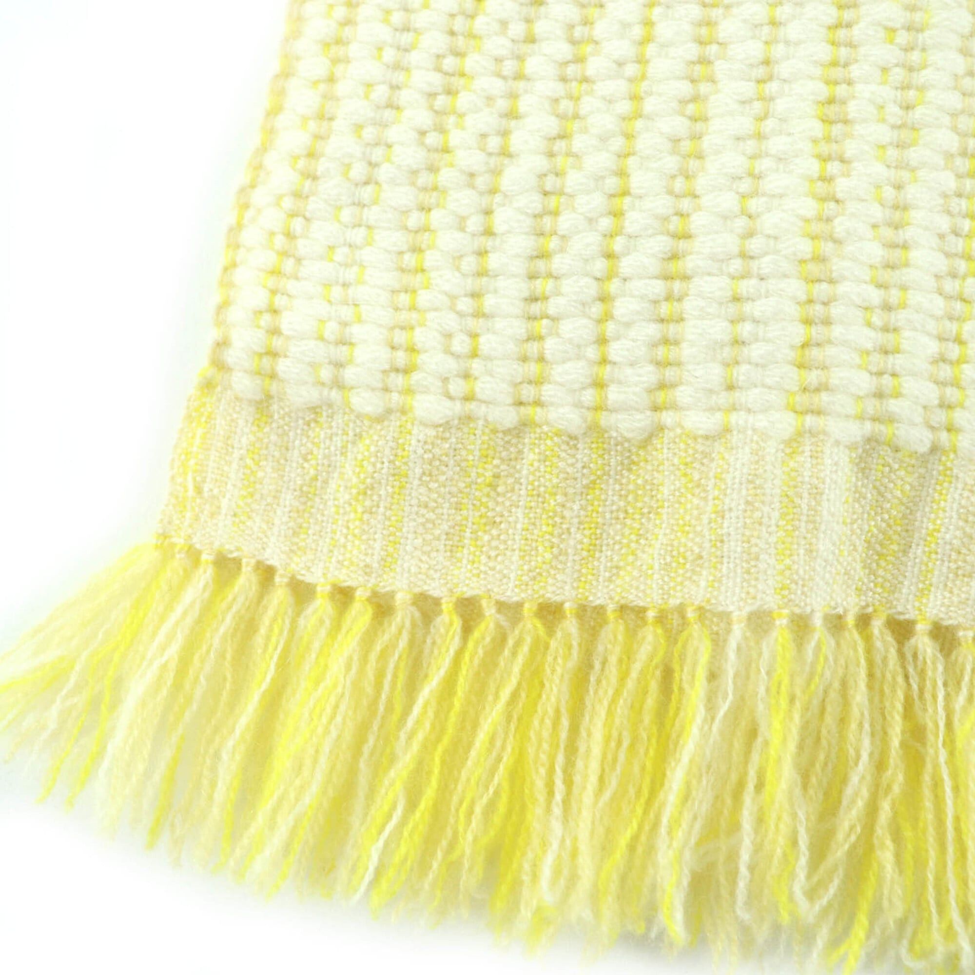 Hermes HERMES 100% Cashmere Wavy Double-Faced Knit Scarf with Fringe, Large Size, Yellow, Women's Size ONE SIZE - 5 Thumbnail