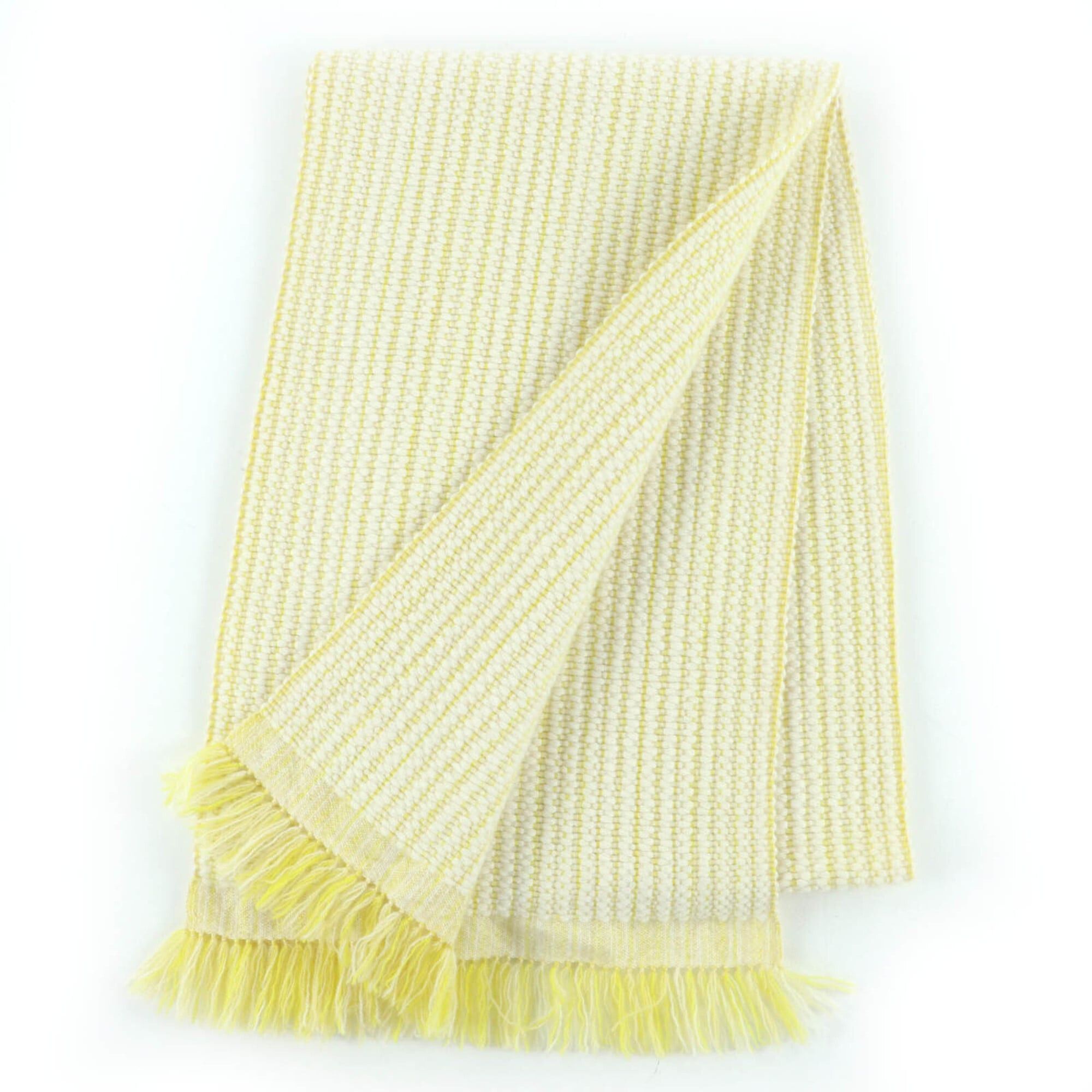 Hermes HERMES 100% Cashmere Wavy Double-Faced Knit Scarf with Fringe, Large Size, Yellow, Women's Size ONE SIZE - 2 Thumbnail