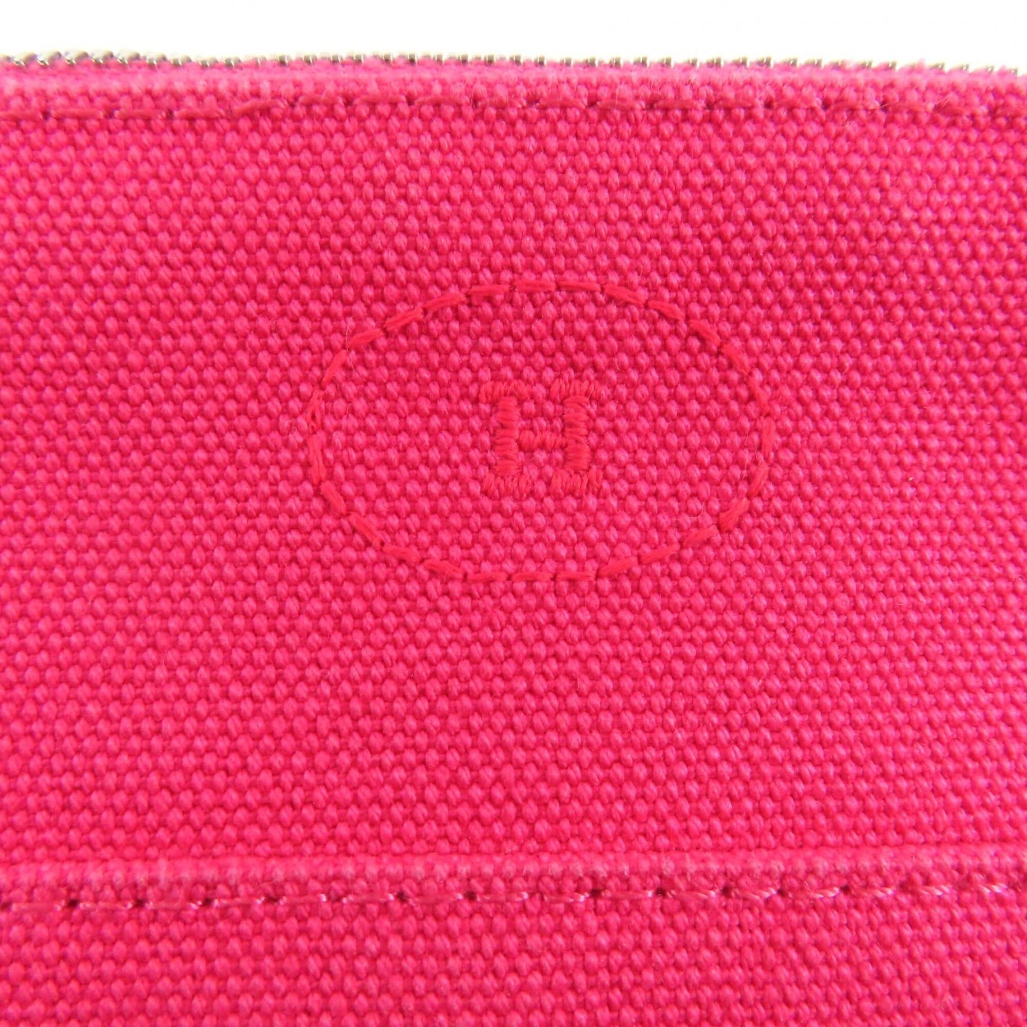 Hermes HERMES Bolide Mini Pouch, 100% Cotton, H Logo Embroidery, Leather Accents, Cosmetic Pink, Made in France, Women's. Size ONE SIZE - 6 Thumbnail