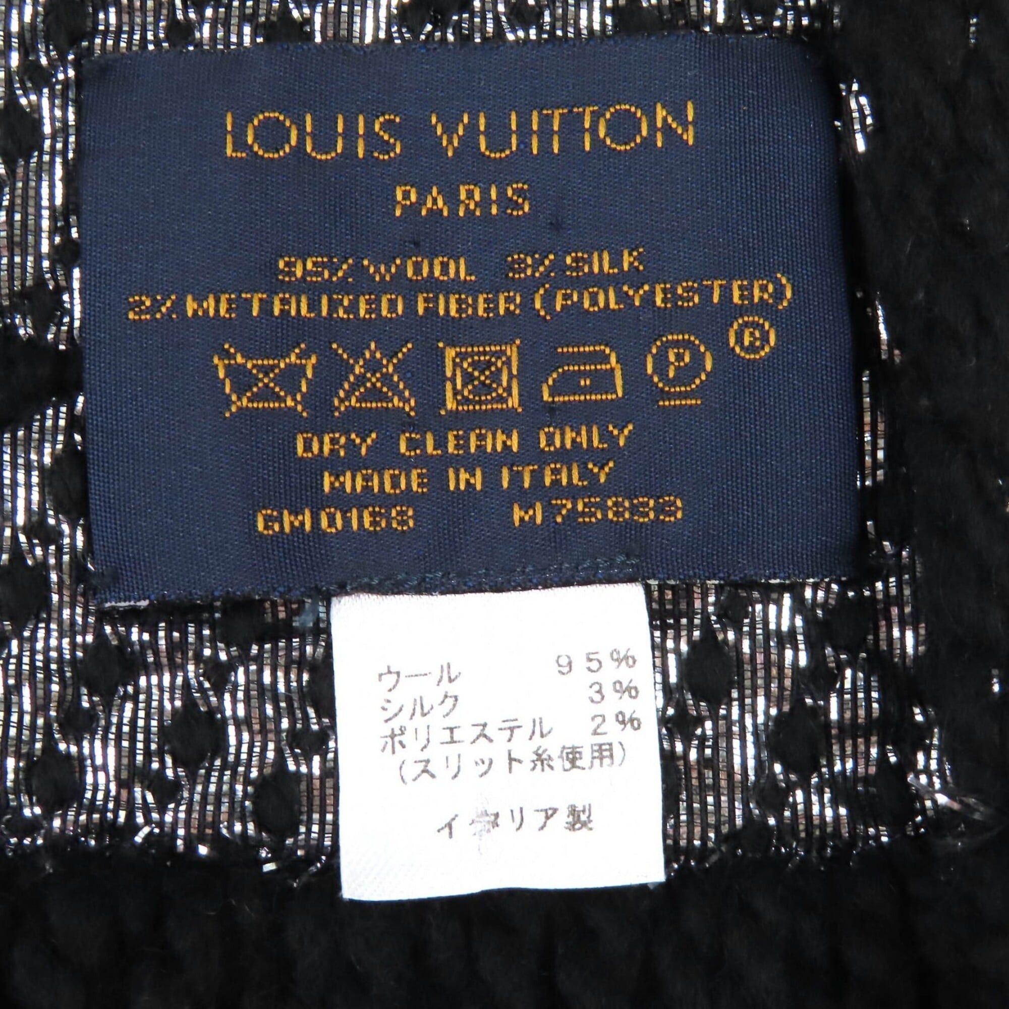 Louis Vuitton Louis Vuitton 2018 M75833 Echarpe Logomania Shine Wool Silk Monogram Fringe Scarf Noir Silver with Box Made in Italy Authentic Women's Size ONE SIZE - 7 Thumbnail