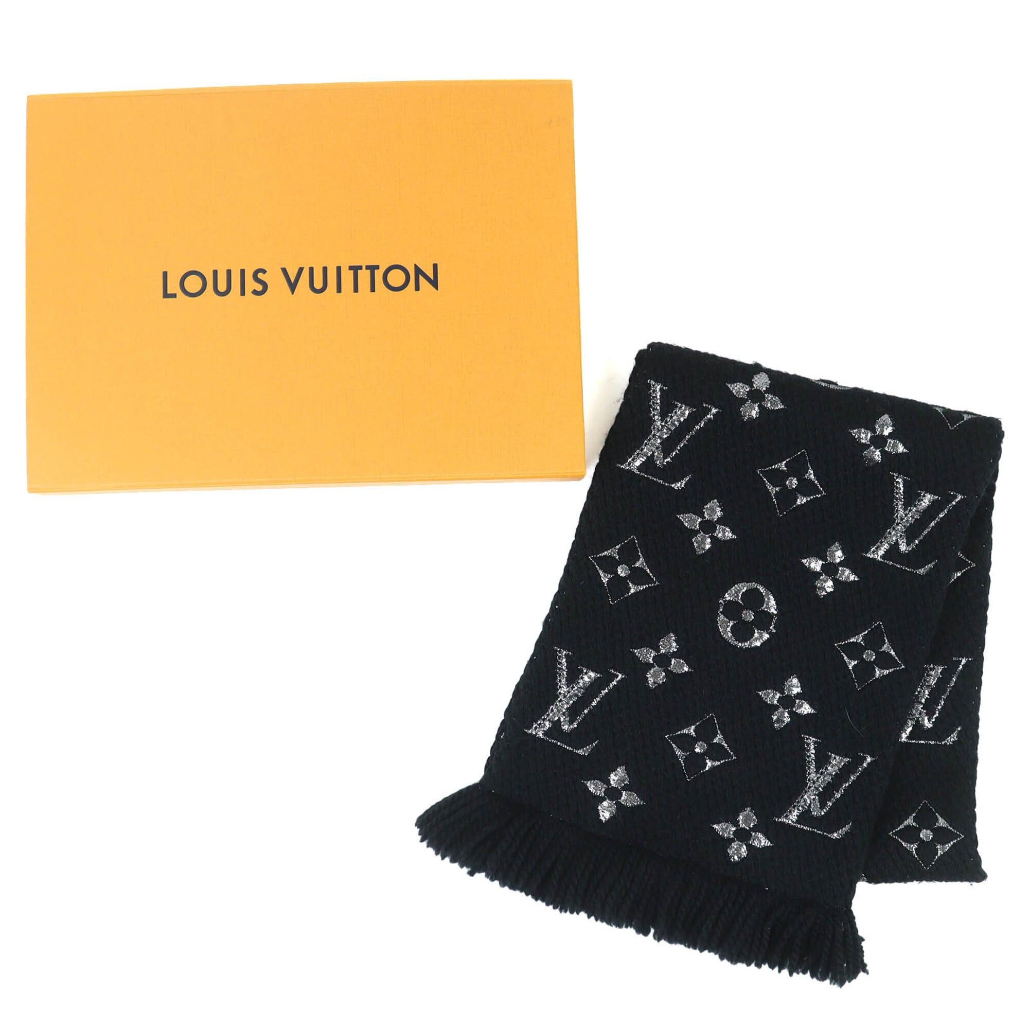Louis Vuitton Louis Vuitton 2018 M75833 Echarpe Logomania Shine Wool Silk Monogram Fringe Scarf Noir Silver with Box Made in Italy Authentic Women's Size ONE SIZE - 2 Thumbnail