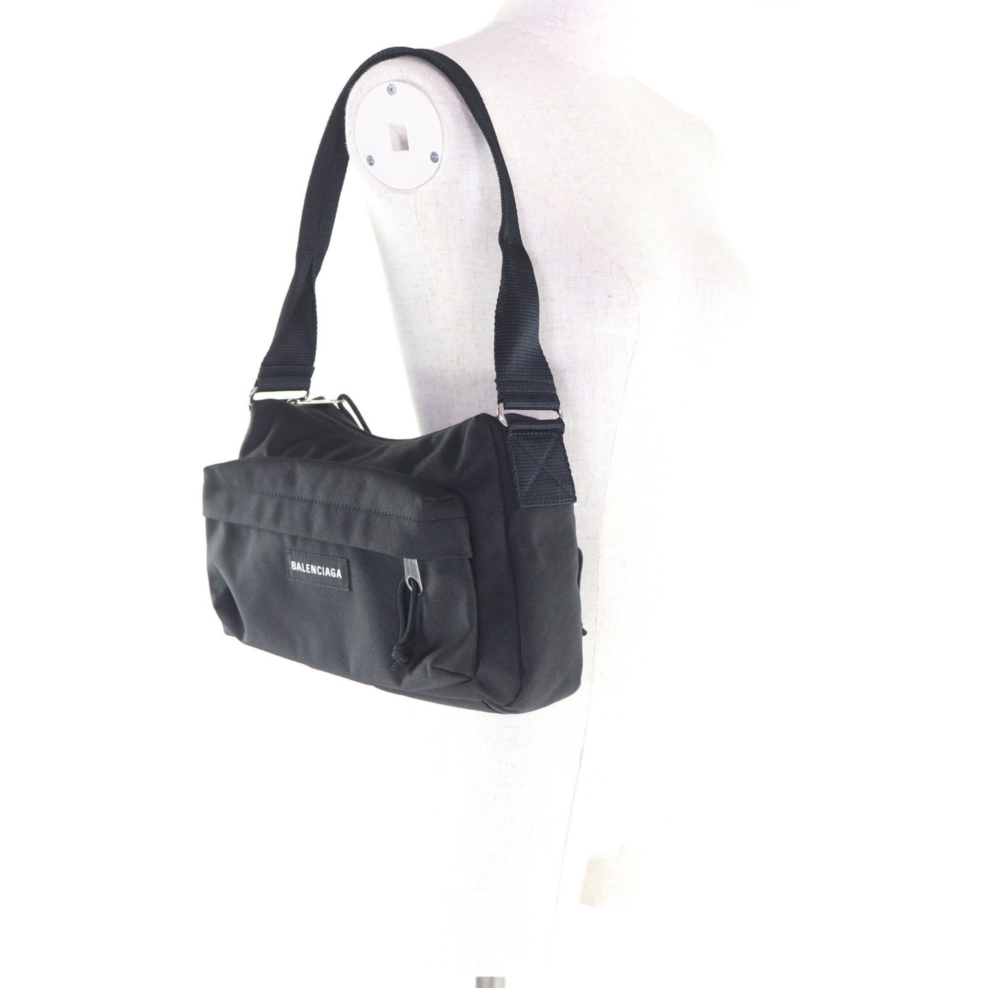 Balenciaga BALENCIAGA 787574 Explorer Nylon One-Shoulder Bag with Logo, Black, Made in Italy, Women's Size ONE SIZE - 5 Thumbnail