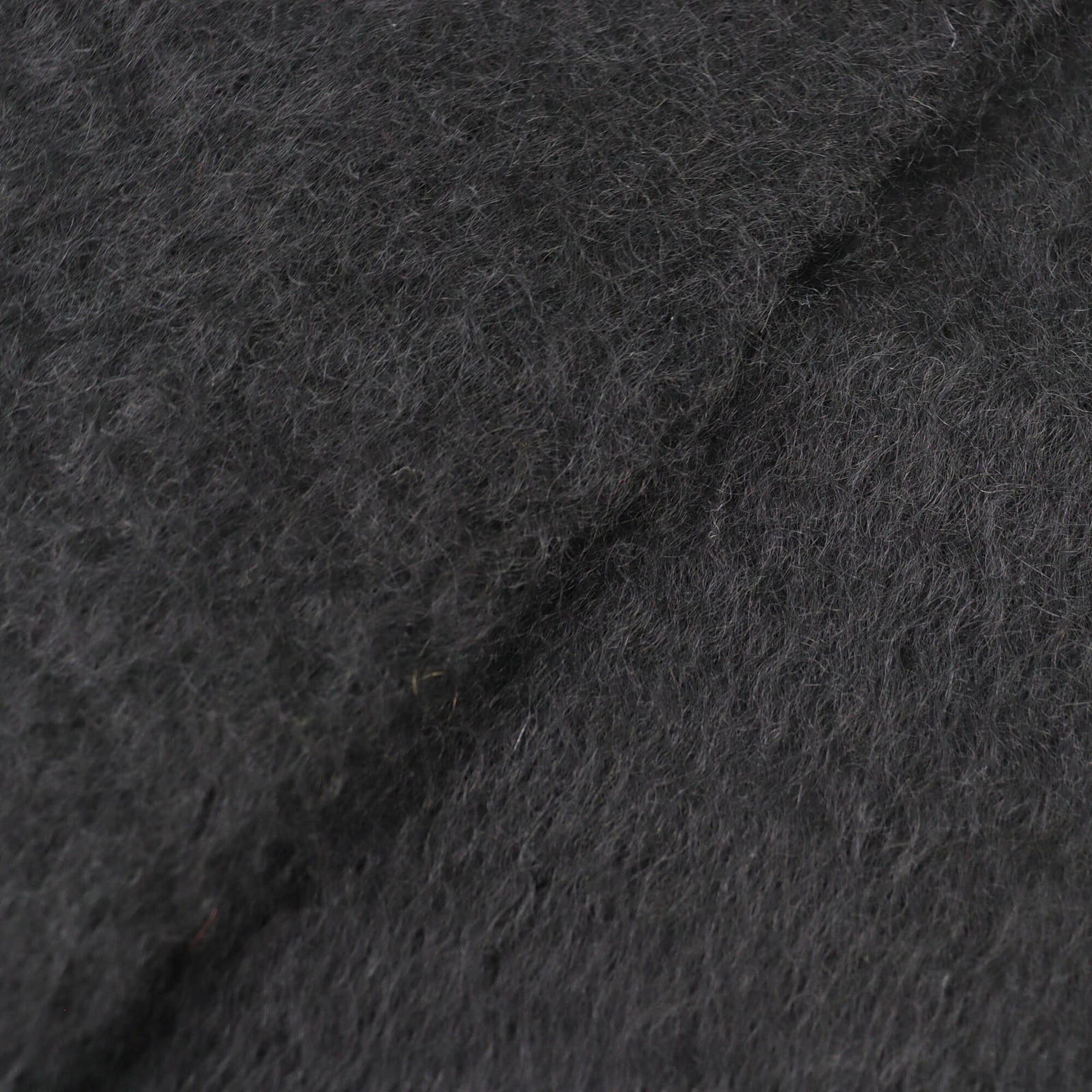 Loewe LOEWE Mohair Wool Anagram Leather Patch Fringe Long Scarf, Black, Made in Spain, Authentic, Women's Size ONE SIZE - 4 Thumbnail