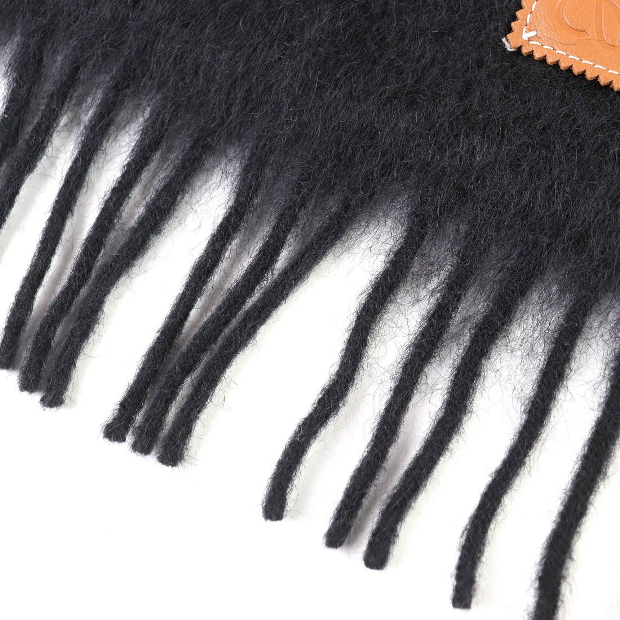 Loewe LOEWE Mohair Wool Anagram Leather Patch Fringe Long Scarf, Black, Made in Spain, Authentic, Women's Size ONE SIZE - 5 Thumbnail