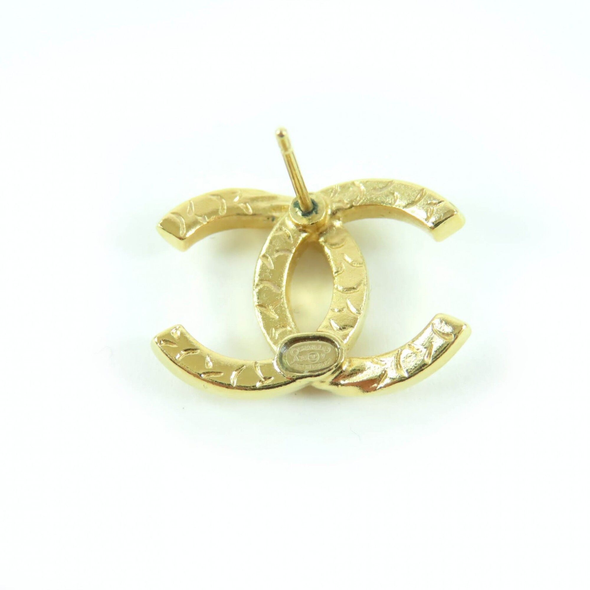 Chanel CHANEL A24V Coco Mark Rhinestone Earrings, Gold, Made in France, Women's Size ONE SIZE - 7 Thumbnail