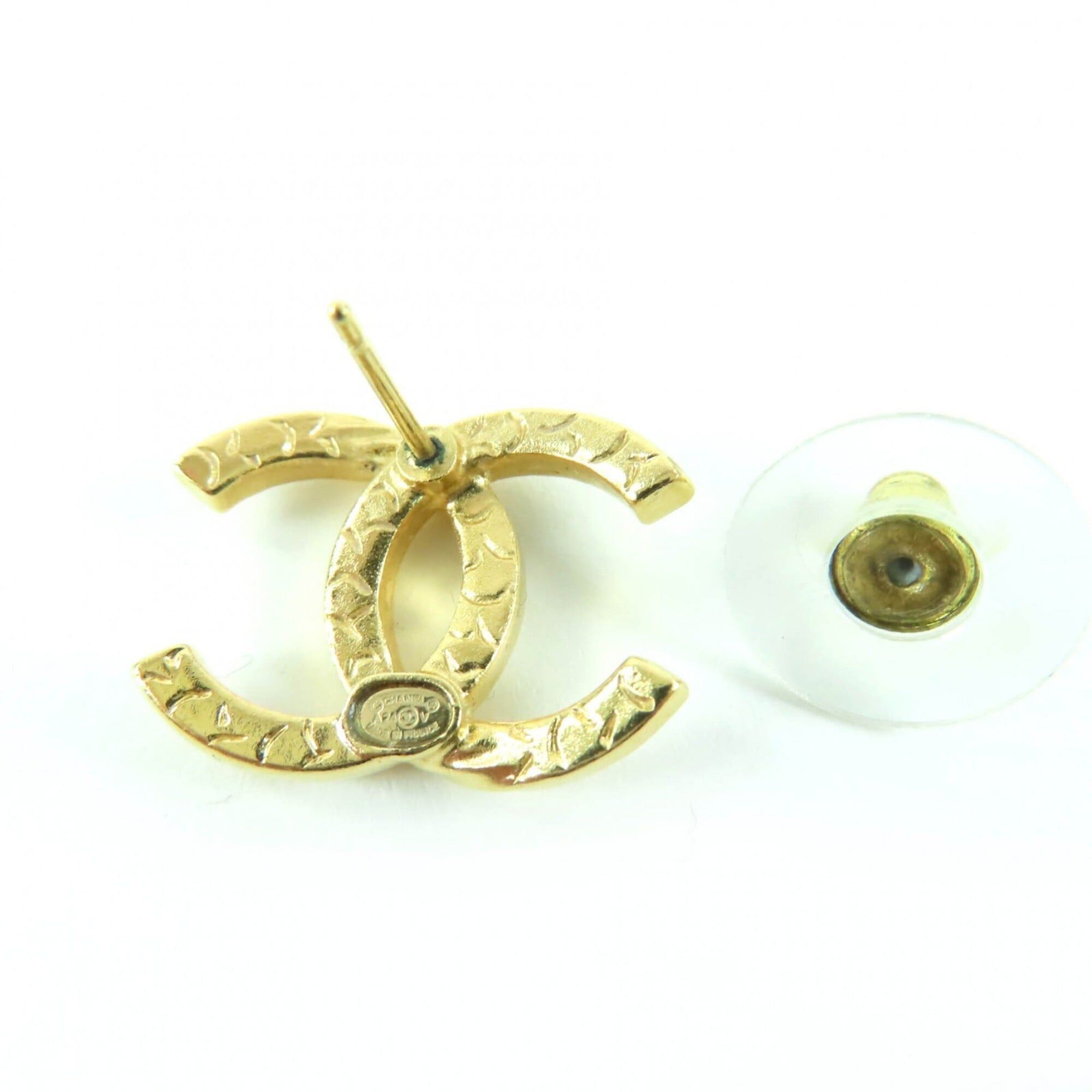 Chanel CHANEL A24V Coco Mark Rhinestone Earrings, Gold, Made in France, Women's Size ONE SIZE - 6 Thumbnail