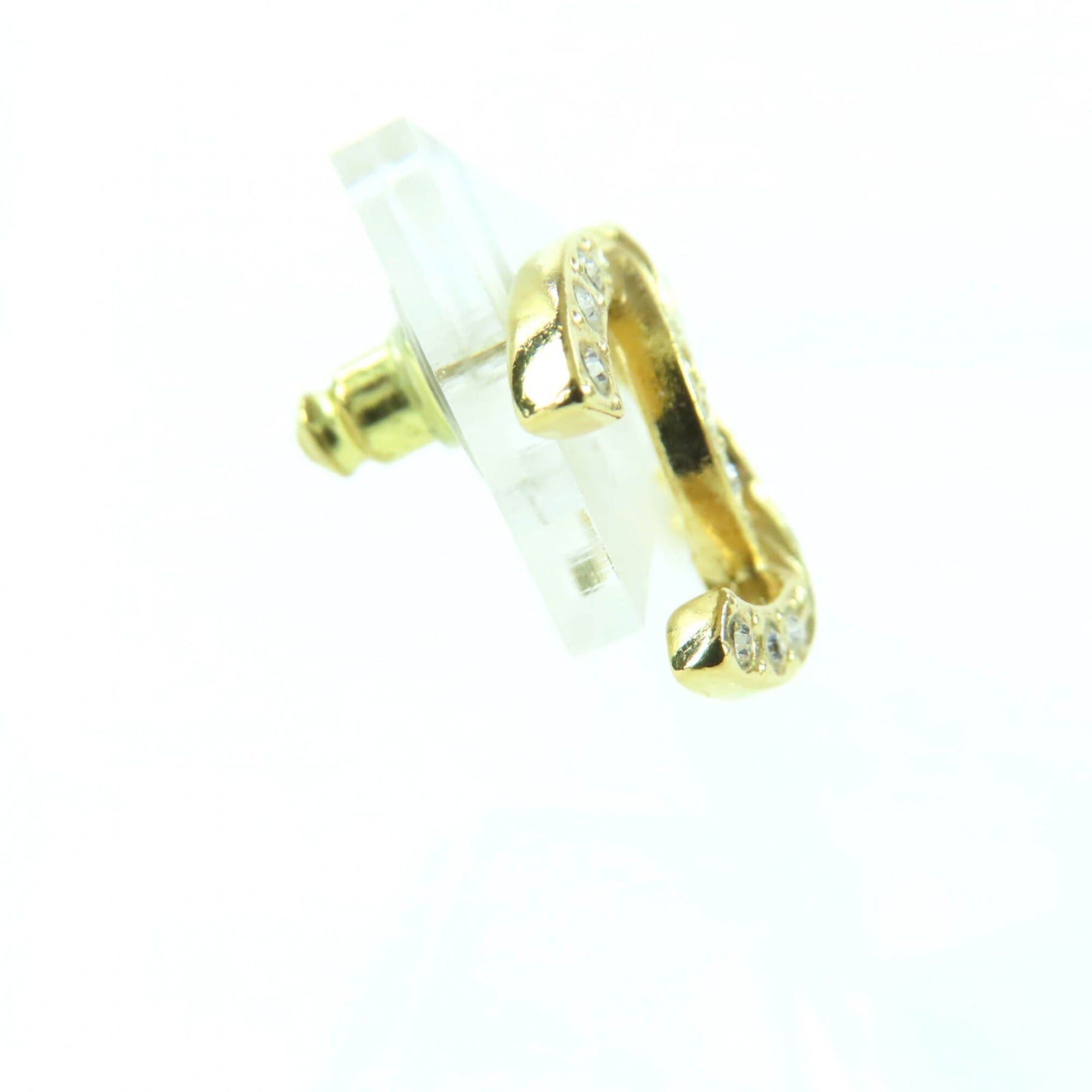 Chanel CHANEL A24V Coco Mark Rhinestone Earrings, Gold, Made in France, Women's Size ONE SIZE - 5 Thumbnail