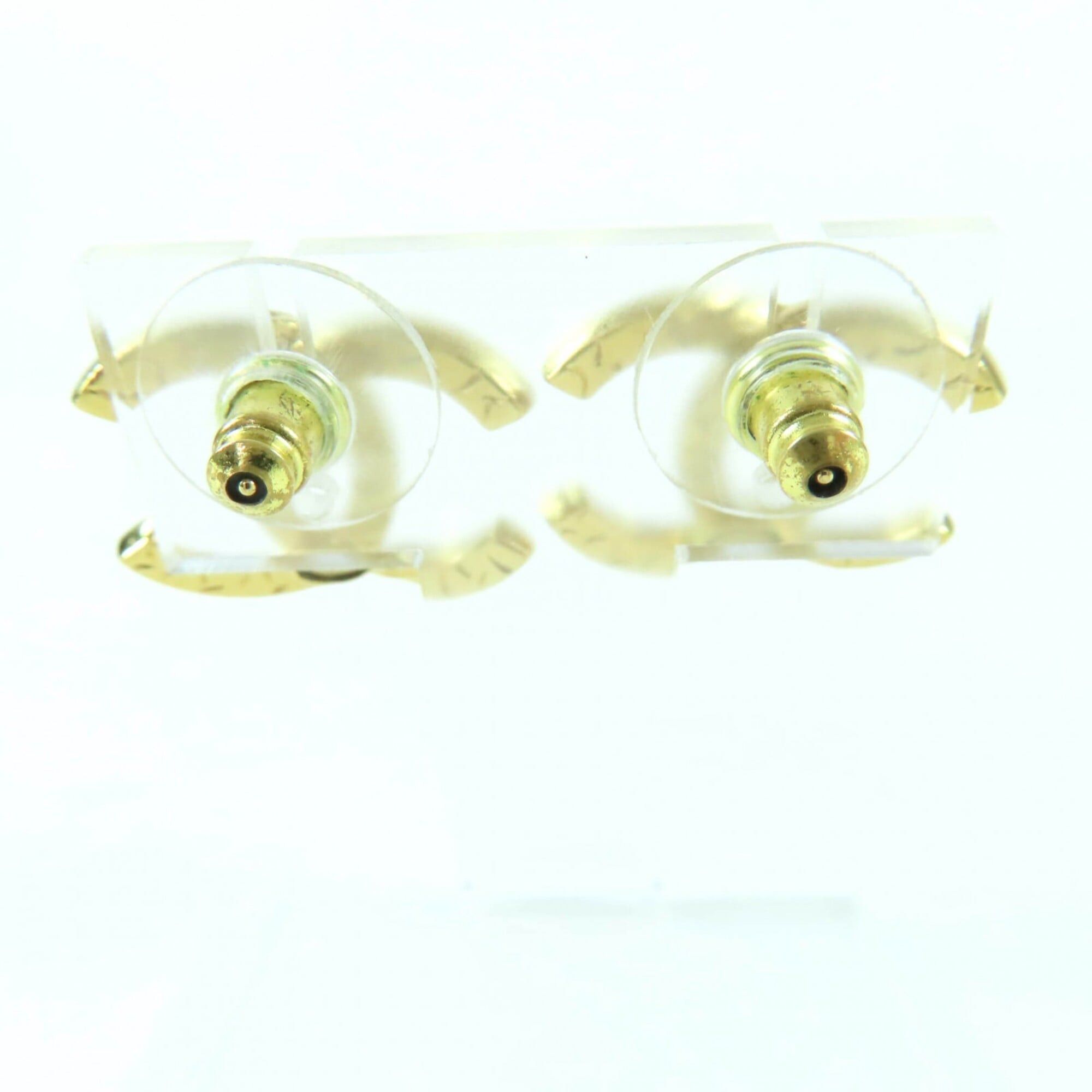 Chanel CHANEL A24V Coco Mark Rhinestone Earrings, Gold, Made in France, Women's Size ONE SIZE - 4 Thumbnail