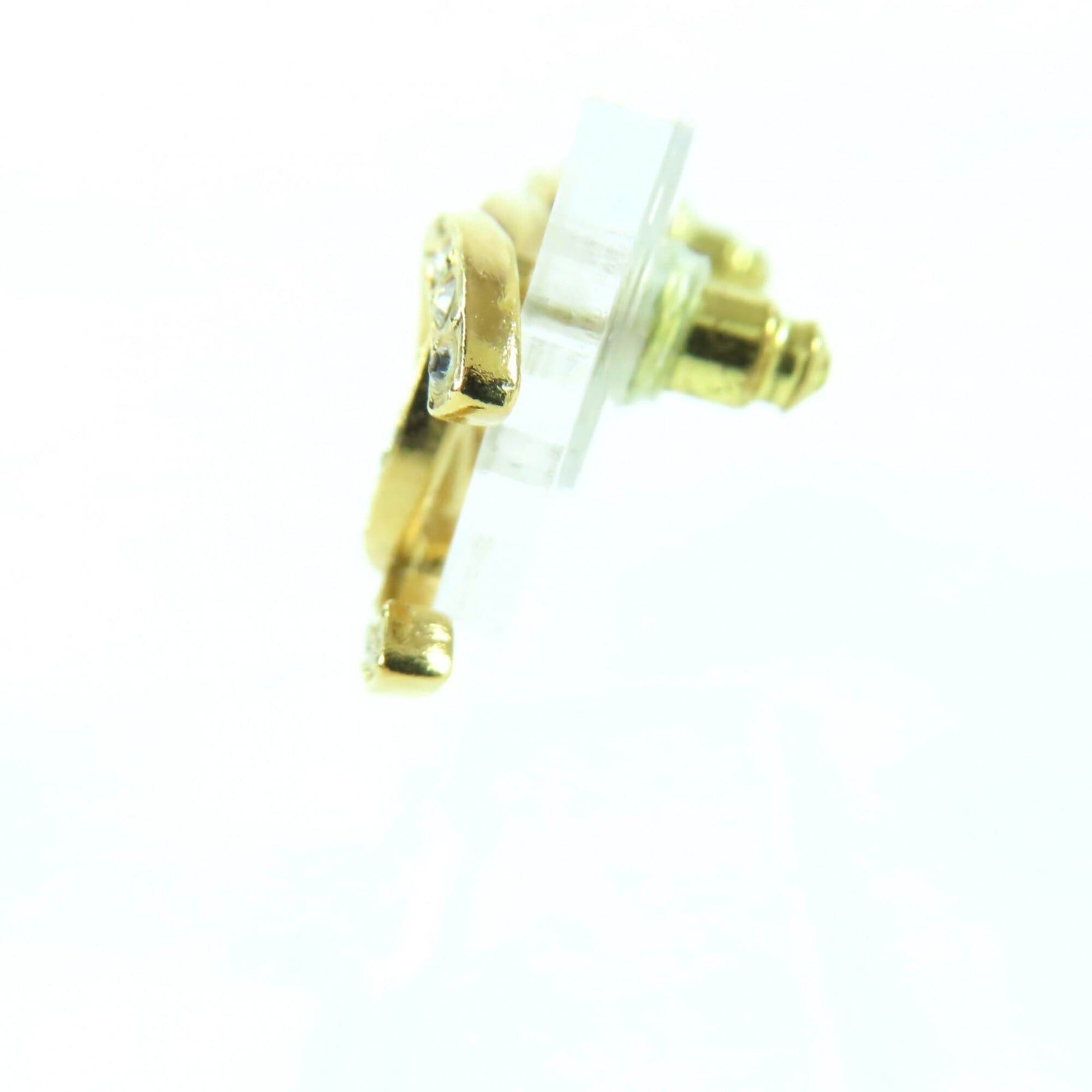 Chanel CHANEL A24V Coco Mark Rhinestone Earrings, Gold, Made in France, Women's Size ONE SIZE - 3 Thumbnail