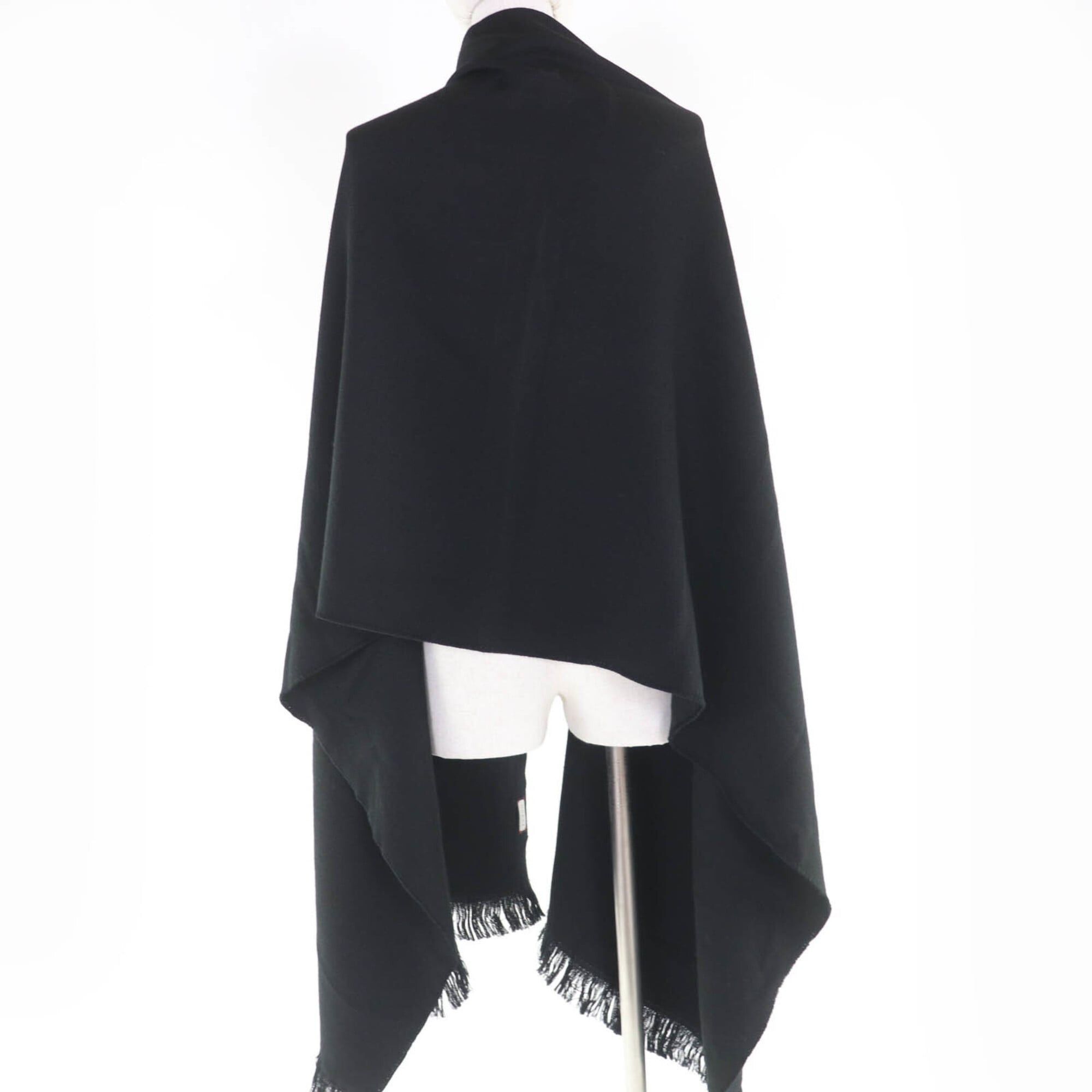 Gucci GUCCI 599437 100% Wool Logo Fringe Large Scarf/Stole Black 70 x 220cm Made in Italy Women's Authentic Size ONE SIZE - 5 Thumbnail