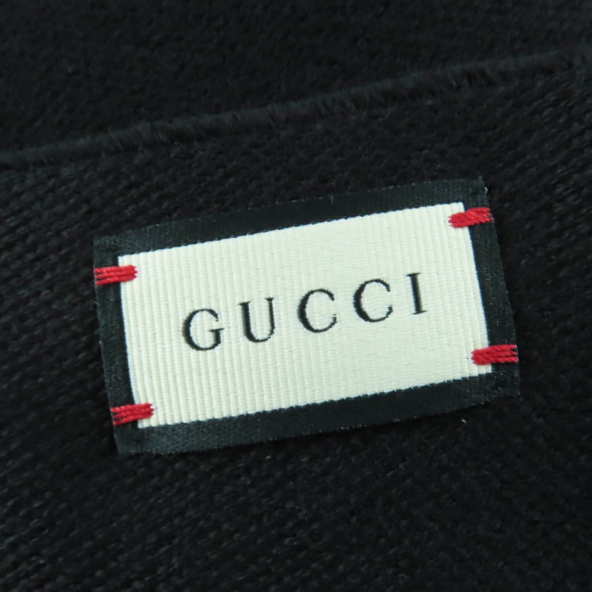 Gucci GUCCI 599437 100% Wool Logo Fringe Large Scarf/Stole Black 70 x 220cm Made in Italy Women's Authentic Size ONE SIZE - 8 Thumbnail