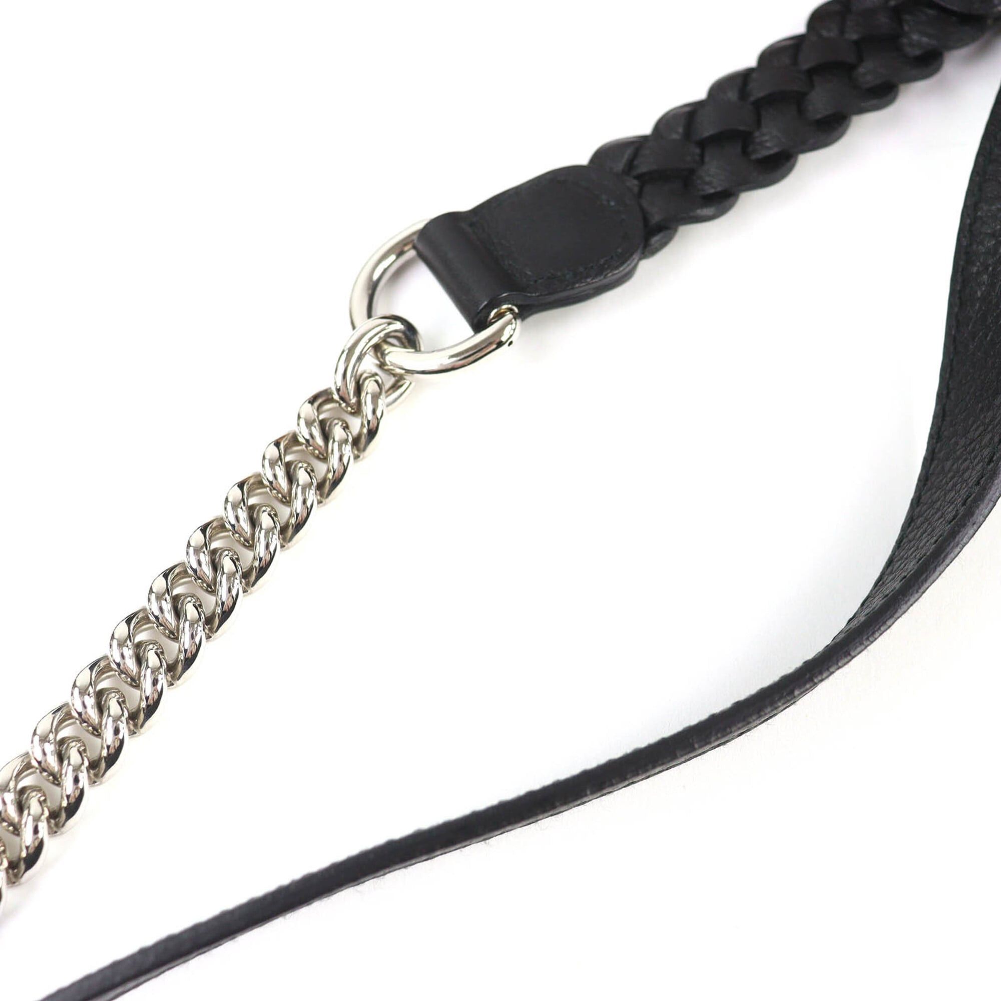 Gucci GUCCI 240241 Leather Microssima New Bamboo 2-Way Handbag Chain Shoulder Bag Black Silver Hardware with Dust Made in Italy Women's Size ONE SIZE - 12 Thumbnail