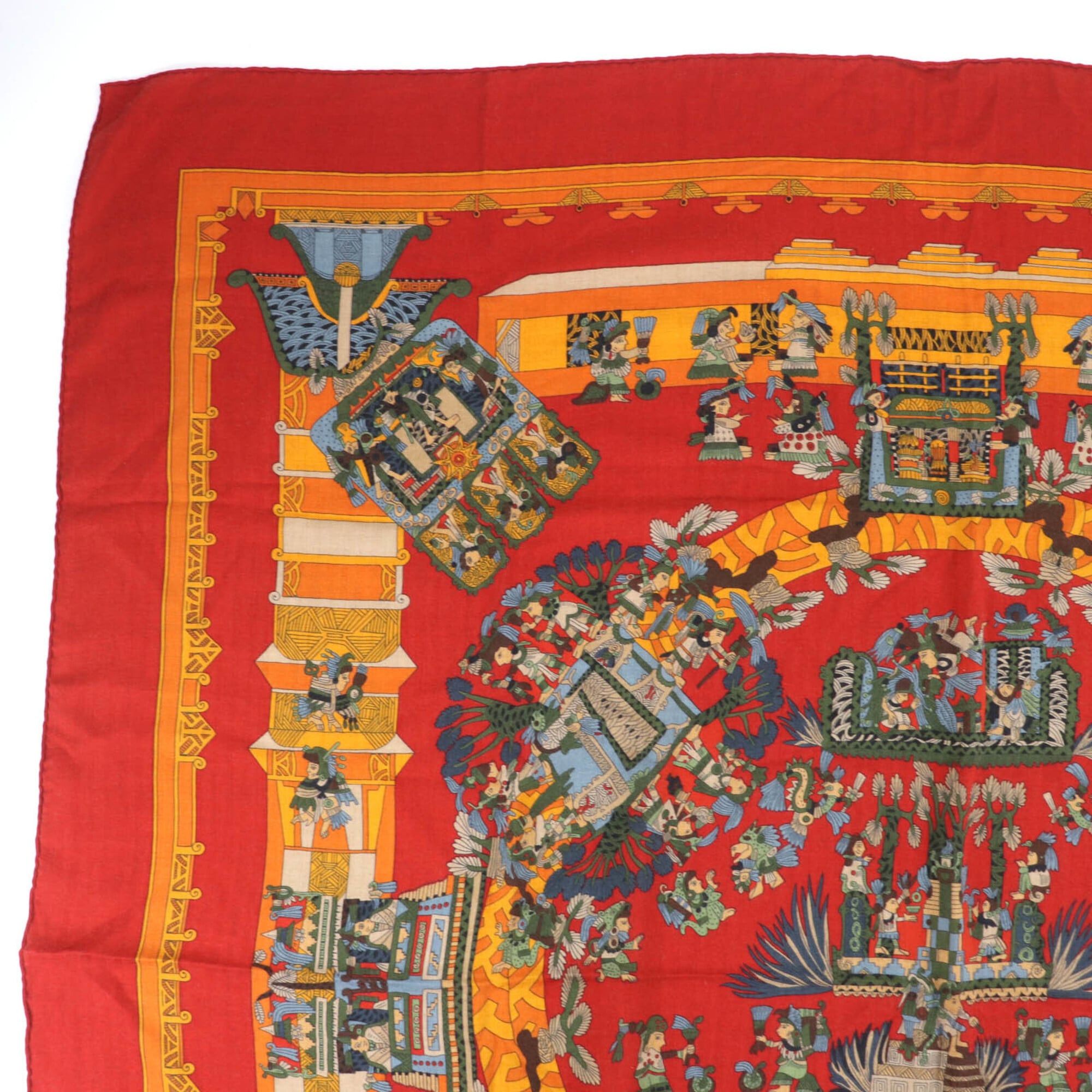 Hermes HERMES Carre Geant 140 "ASTRES et SOLEILS" (Celestial Bodies and Suns) Cashmere Silk Large Shawl Scarf/Muffler, Red, Made in France, Women's Size ONE SIZE - 2 Thumbnail