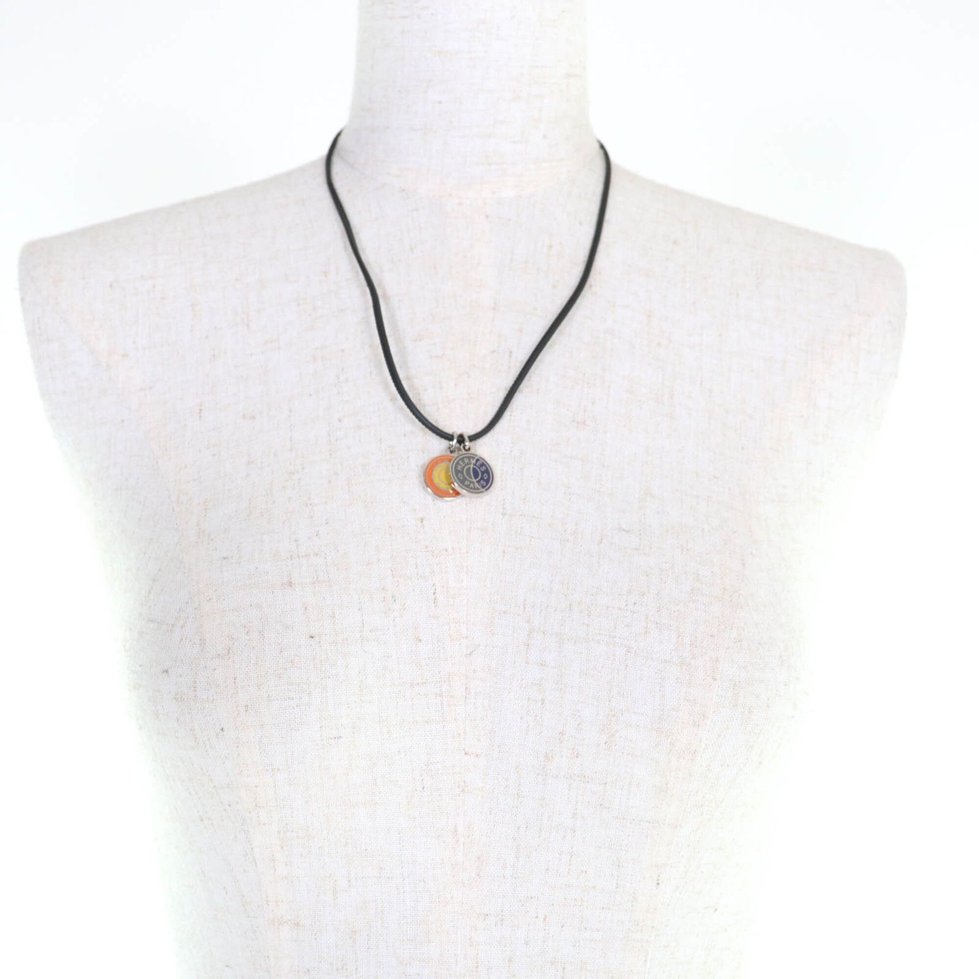 Hermes HERMES Eclipse Necklace Pendant Choker, Orange/Blue, with Box and Dust Bag, Made in France, Women's. Size ONE SIZE - 4 Thumbnail