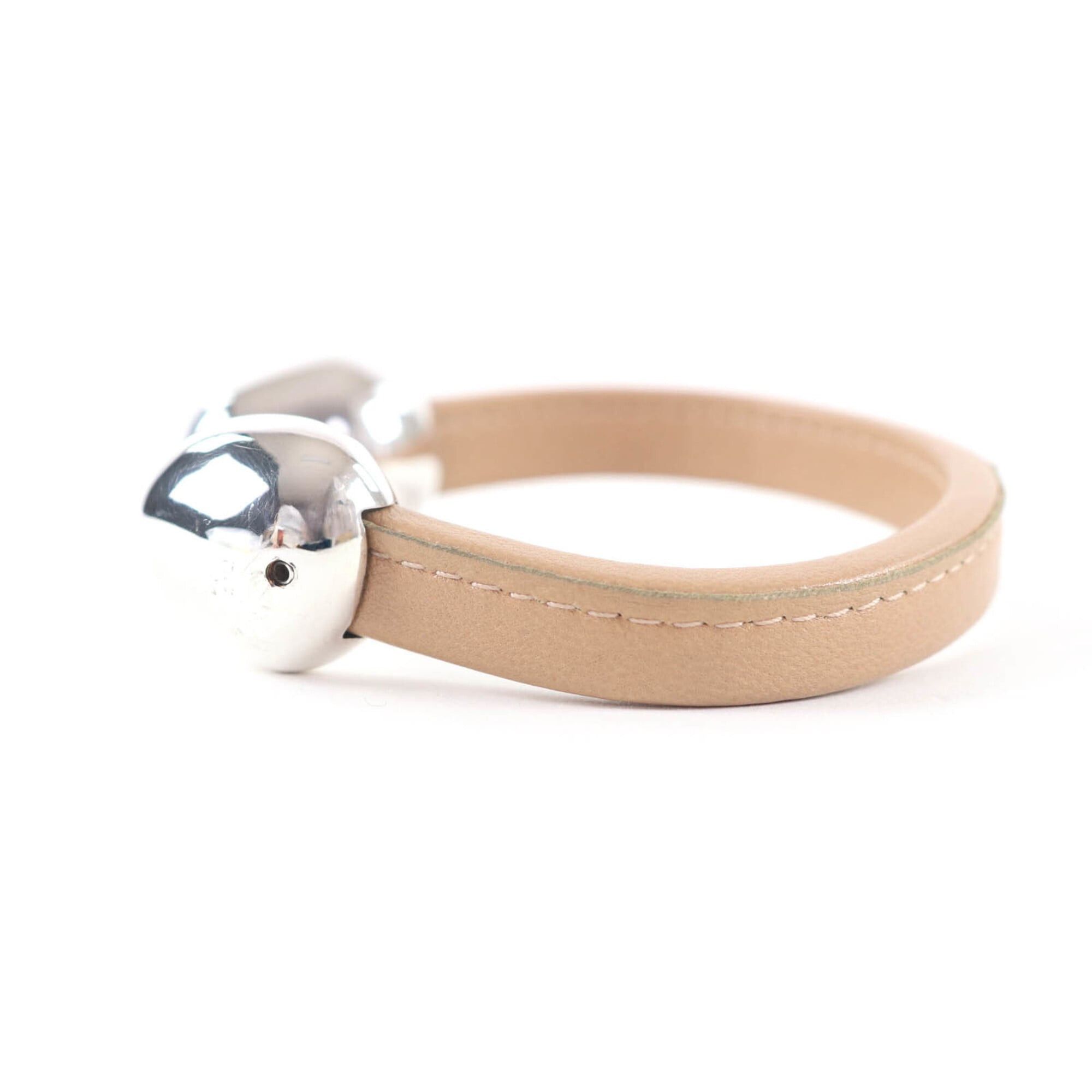 Bottega Veneta BOTTEGA VENETA leather bracelet/bangle, beige, with dust bag, made in Italy, women's. Size ONE SIZE - 3 Thumbnail