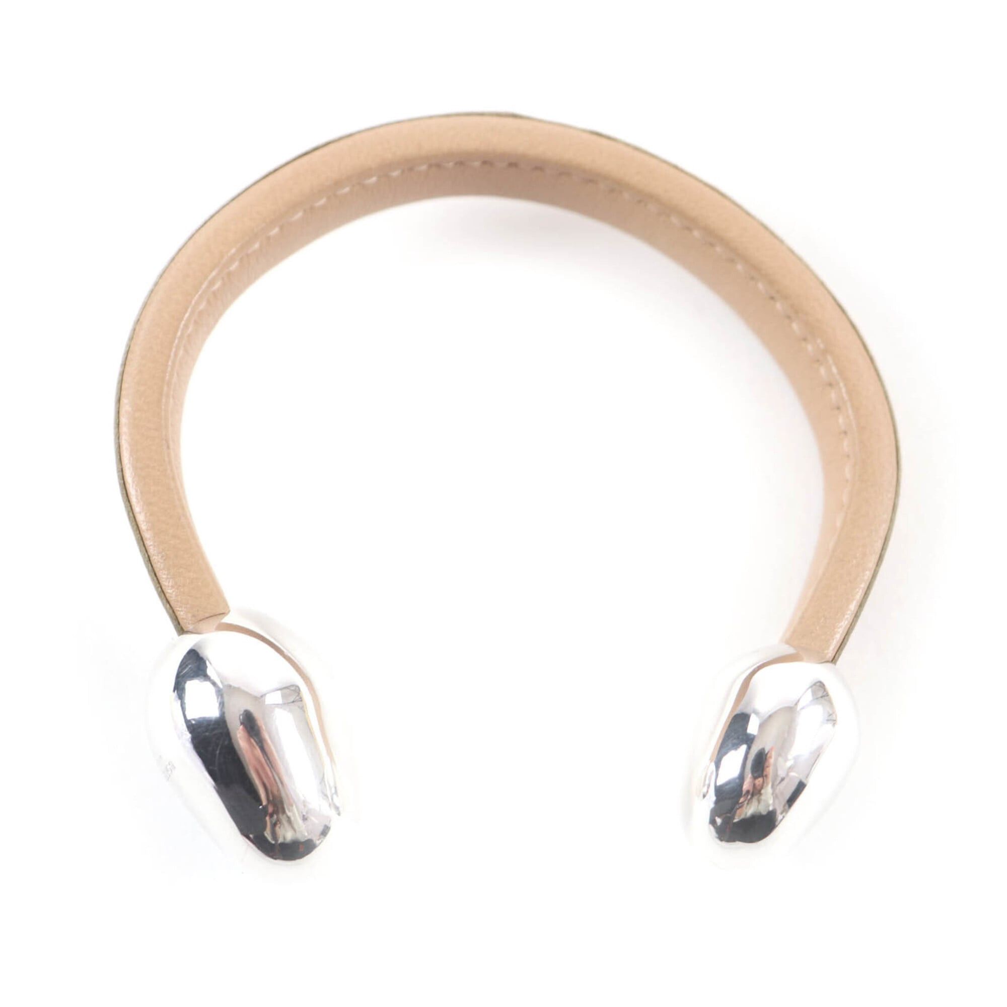 Bottega Veneta BOTTEGA VENETA leather bracelet/bangle, beige, with dust bag, made in Italy, women's. Size ONE SIZE - 6 Thumbnail