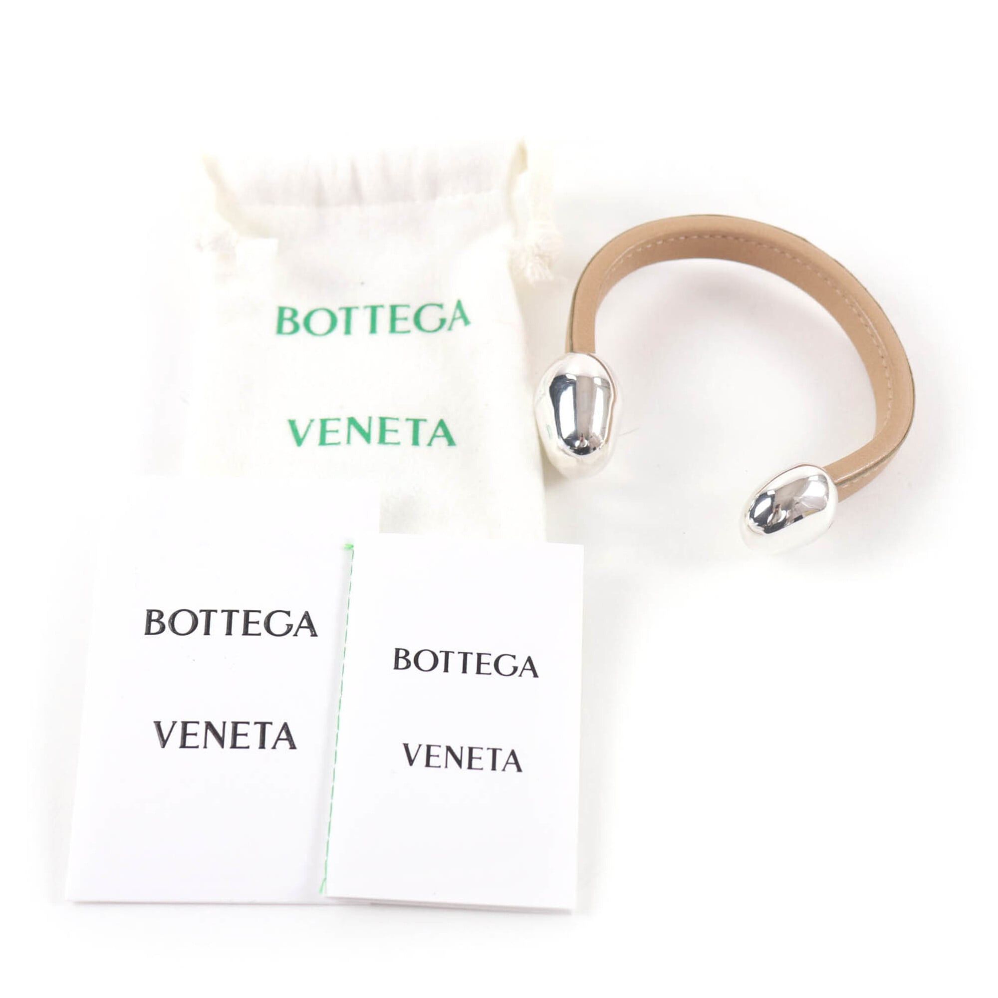 Bottega Veneta BOTTEGA VENETA leather bracelet/bangle, beige, with dust bag, made in Italy, women's. Size ONE SIZE - 2 Thumbnail