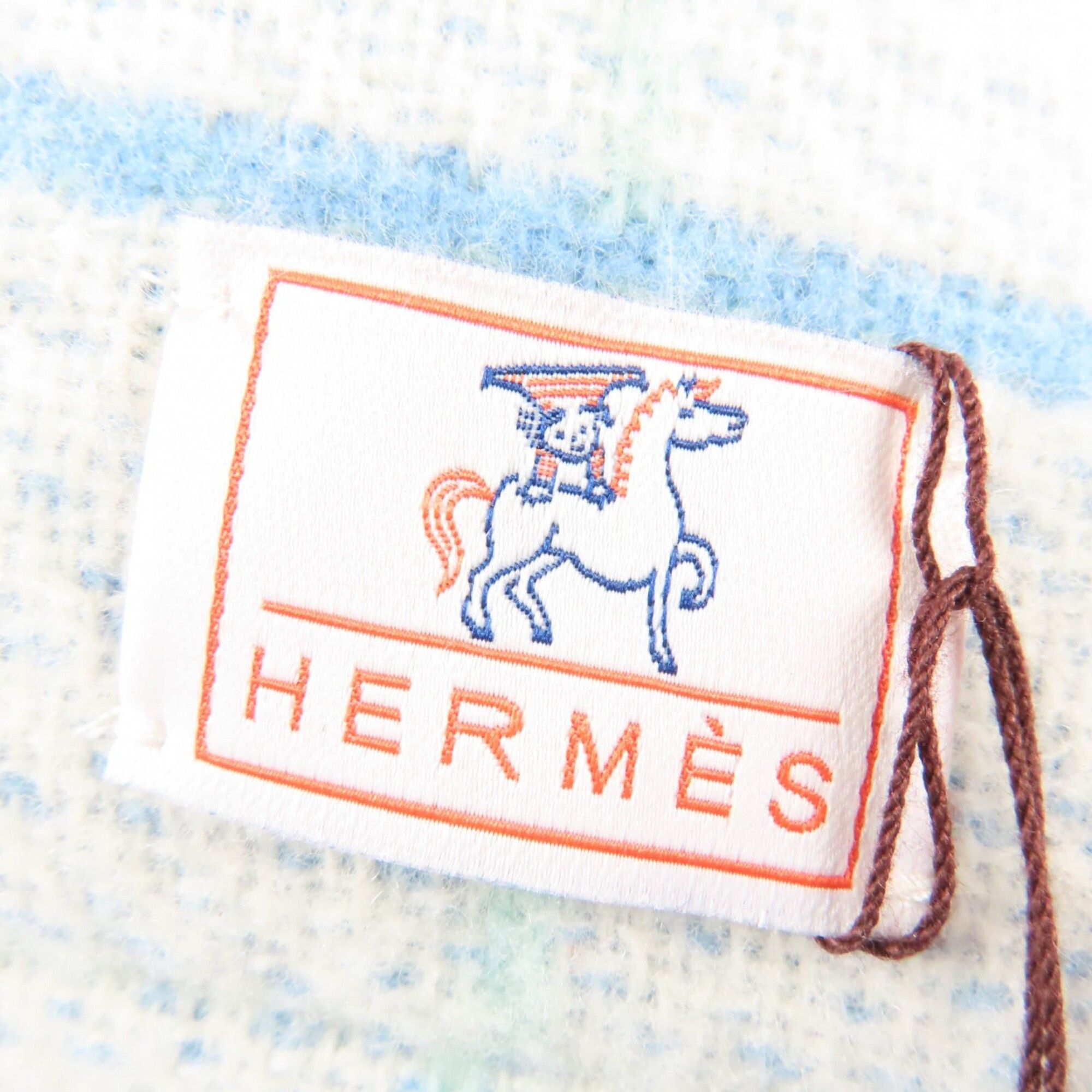 Hermes HERMES Avalon Cabriole Wool Cashmere Vert Aqua Current Model with Cushion and Dust Bag Made in England Authentic Women's Size ONE SIZE - 6 Thumbnail