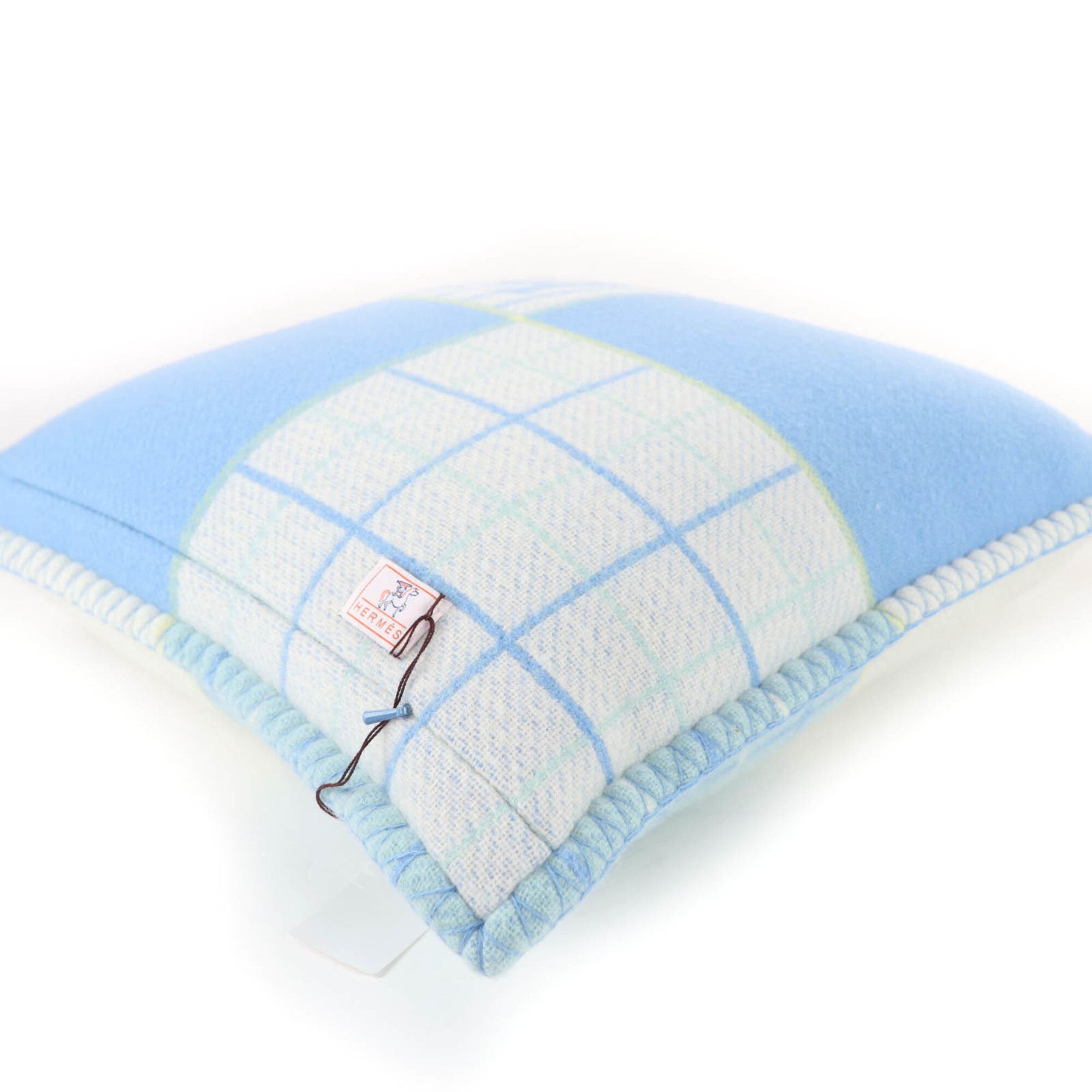 Hermes HERMES Avalon Cabriole Wool Cashmere Vert Aqua Current Model with Cushion and Dust Bag Made in England Authentic Women's Size ONE SIZE - 5 Thumbnail