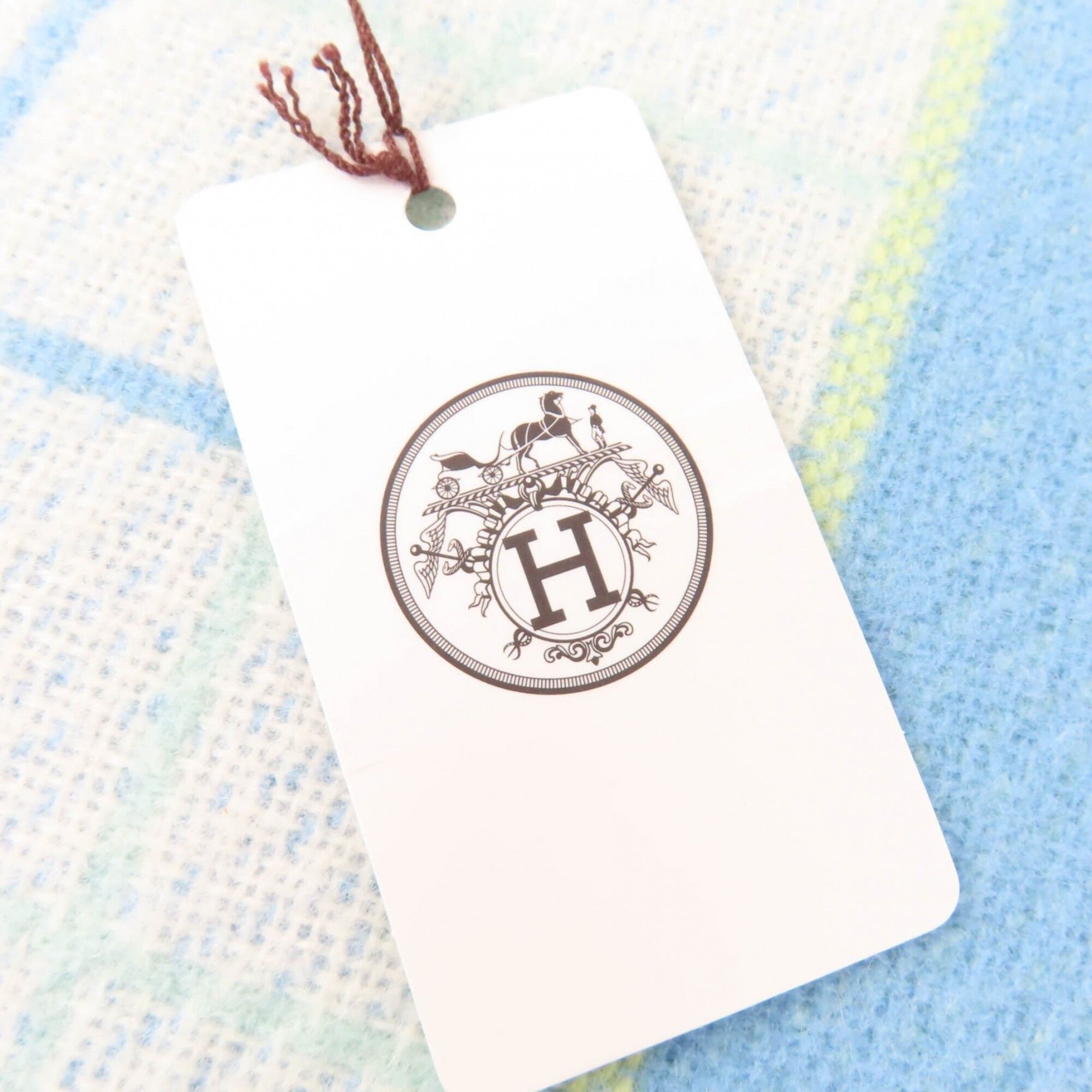 Hermes HERMES Avalon Cabriole Wool Cashmere Vert Aqua Current Model with Cushion and Dust Bag Made in England Authentic Women's Size ONE SIZE - 9 Thumbnail