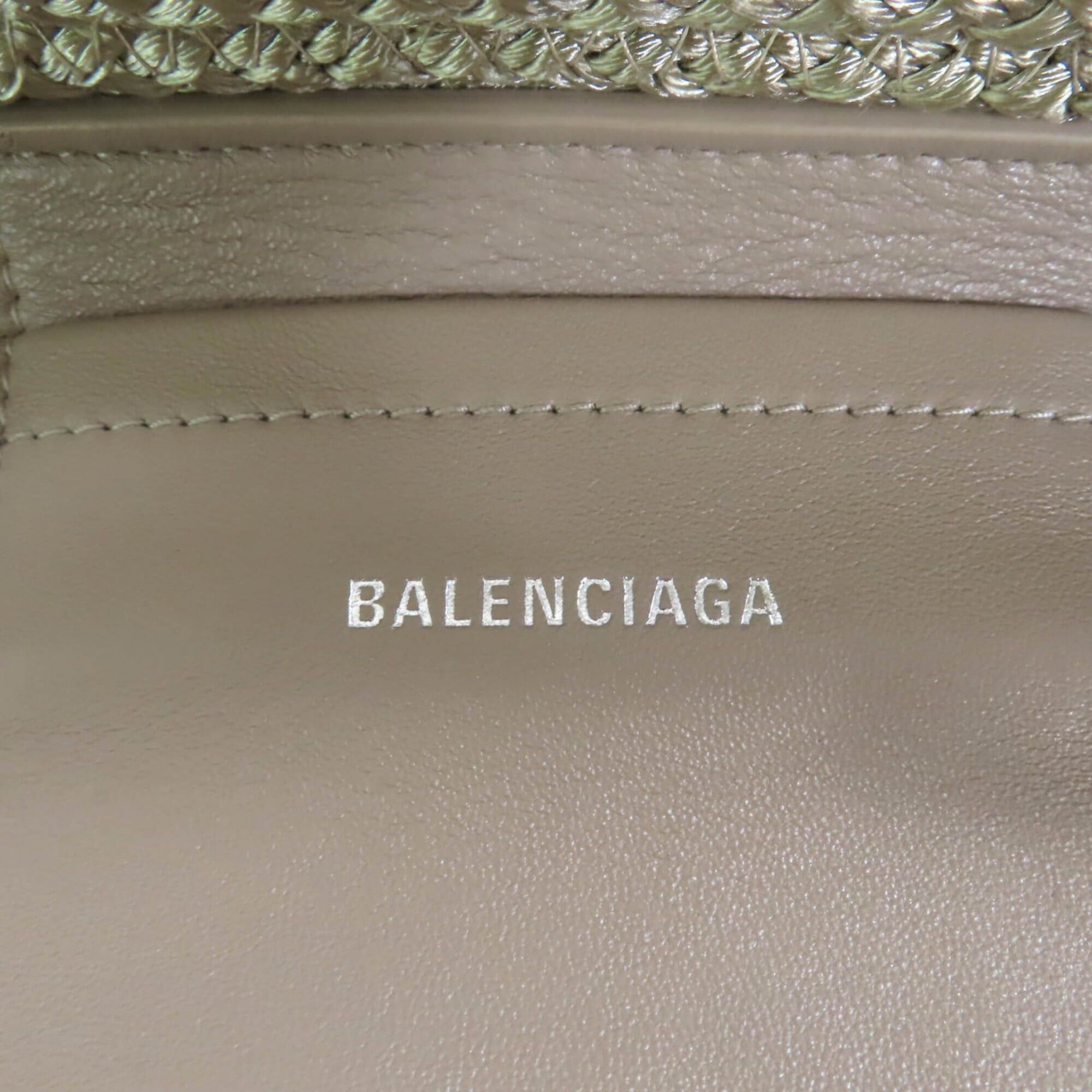 Balenciaga BALENCIAGA 695612 Ibiza Small Logo Patch 2-Way Basket Bag, Khaki, with Dust Made in Italy, Women's Size ONE SIZE - 12 Thumbnail