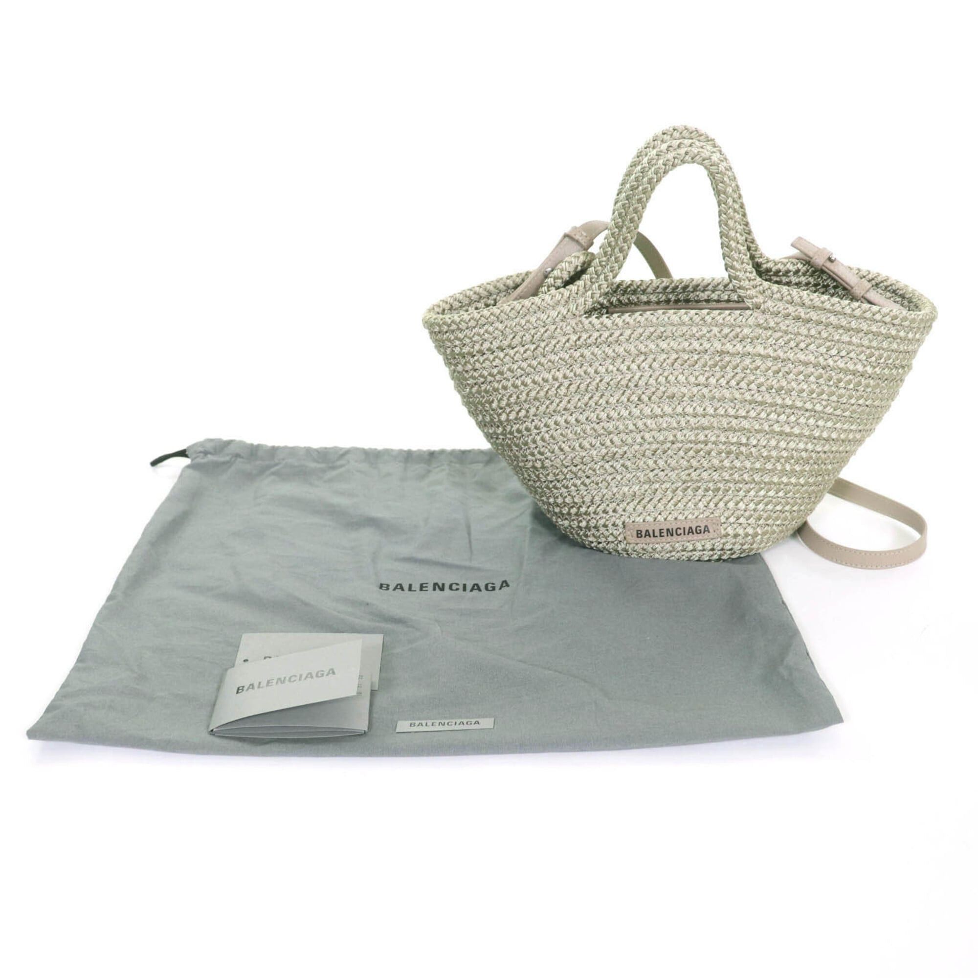 Balenciaga BALENCIAGA 695612 Ibiza Small Logo Patch 2-Way Basket Bag, Khaki, with Dust Made in Italy, Women's Size ONE SIZE - 2 Thumbnail