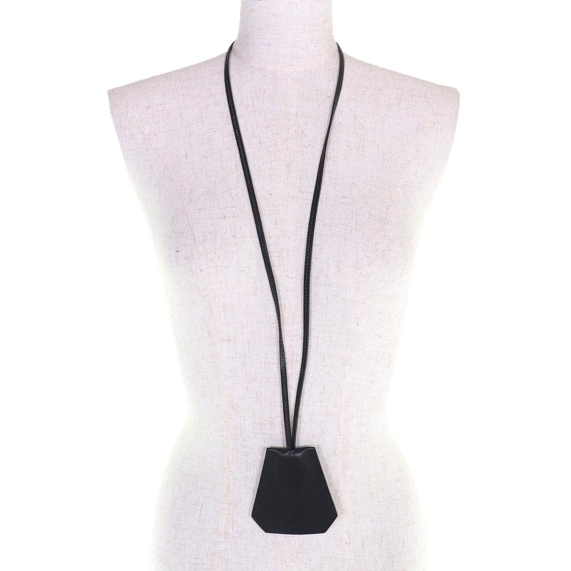Hermes HERMES Vintage Leather Margiela Era Clochette Necklace Pendant Black □D Stamp Made in France Women's Size ONE SIZE - 2 Thumbnail