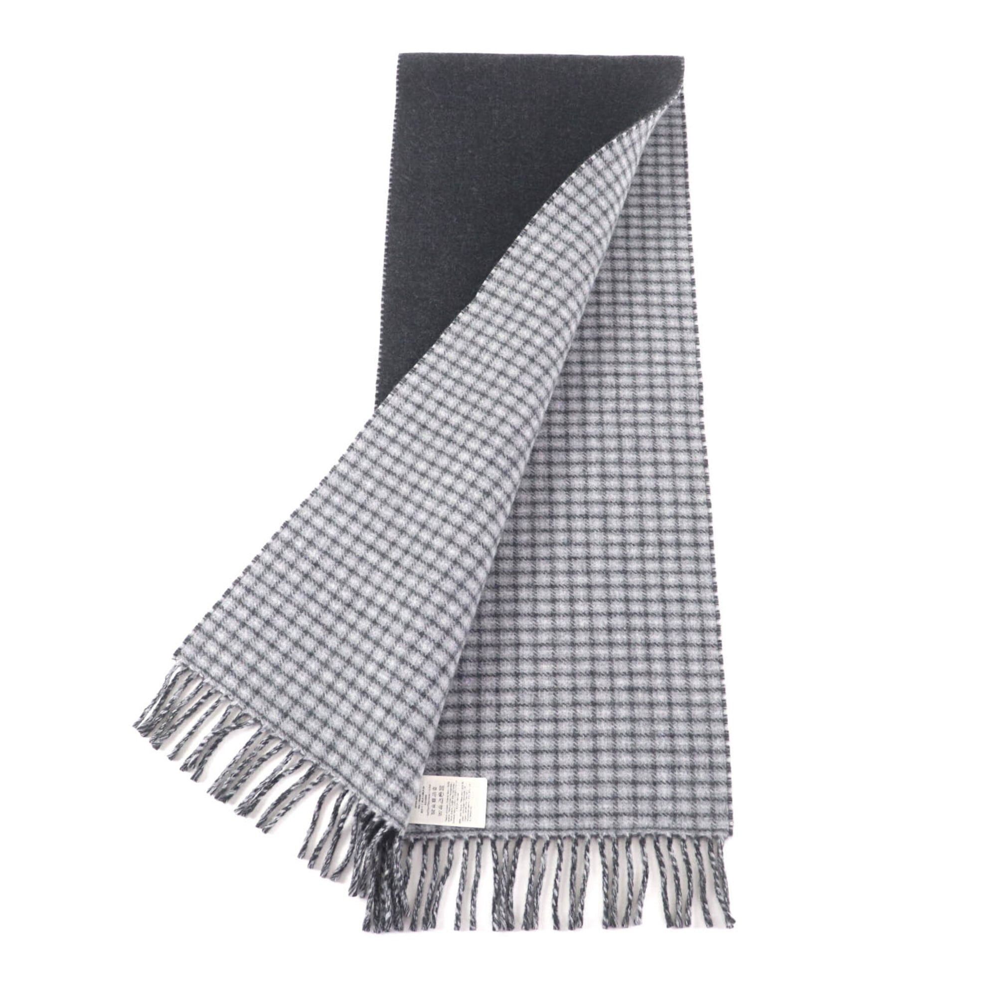 Fendi FENDI FXT334 Wool Cashmere Blend Logo Design Check Pattern Fringe Scarf Charcoal Gray TU Comes with Dust Bag Made in Italy Authentic Women's Size ONE SIZE - 3 Thumbnail