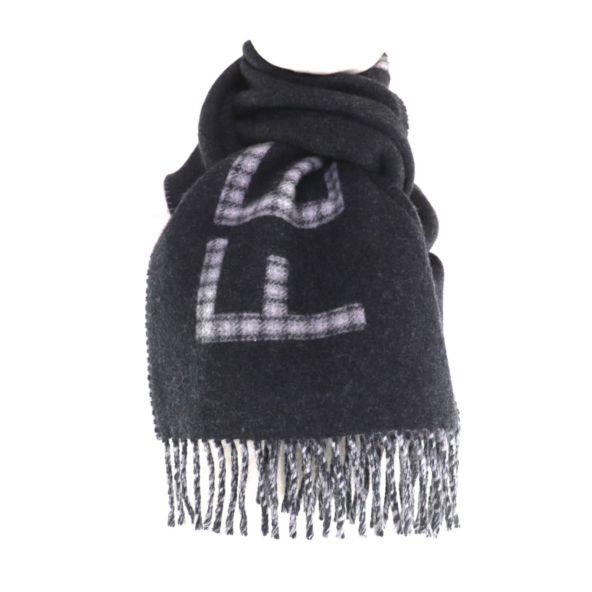 Fendi FENDI FXT334 Wool Cashmere Blend Logo Design Check Pattern Fringe Scarf Charcoal Gray TU Comes with Dust Bag Made in Italy Authentic Women's Size ONE SIZE - 4 Thumbnail