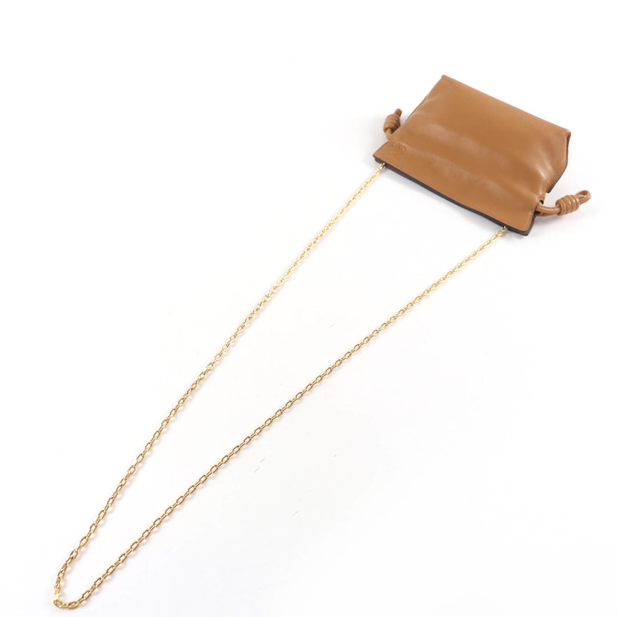 Loewe LOEWE A411FC6X01 Flamenco Clutch Nano Chain Shoulder Bag Leather Warm Desert Brown Made in Spain Women's Size ONE SIZE - 6 Thumbnail