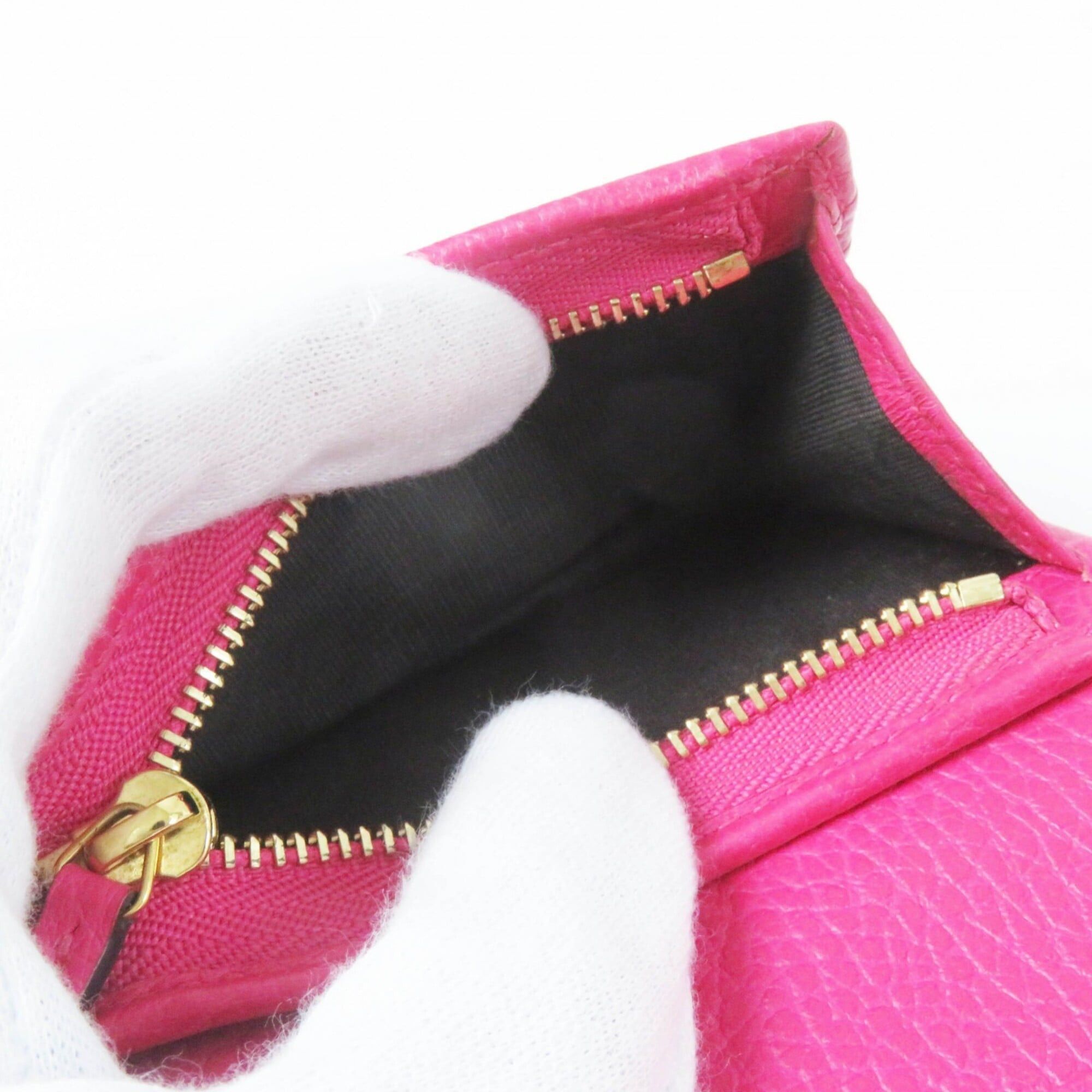 Gucci GUCCI 456126 GG Marmont Leather Mini Wallet, Bi-fold Shocking Pink, Gold Hardware, Comes with Box and Dust Bag, Made in Italy, Women's Size ONE SIZE - 8 Thumbnail