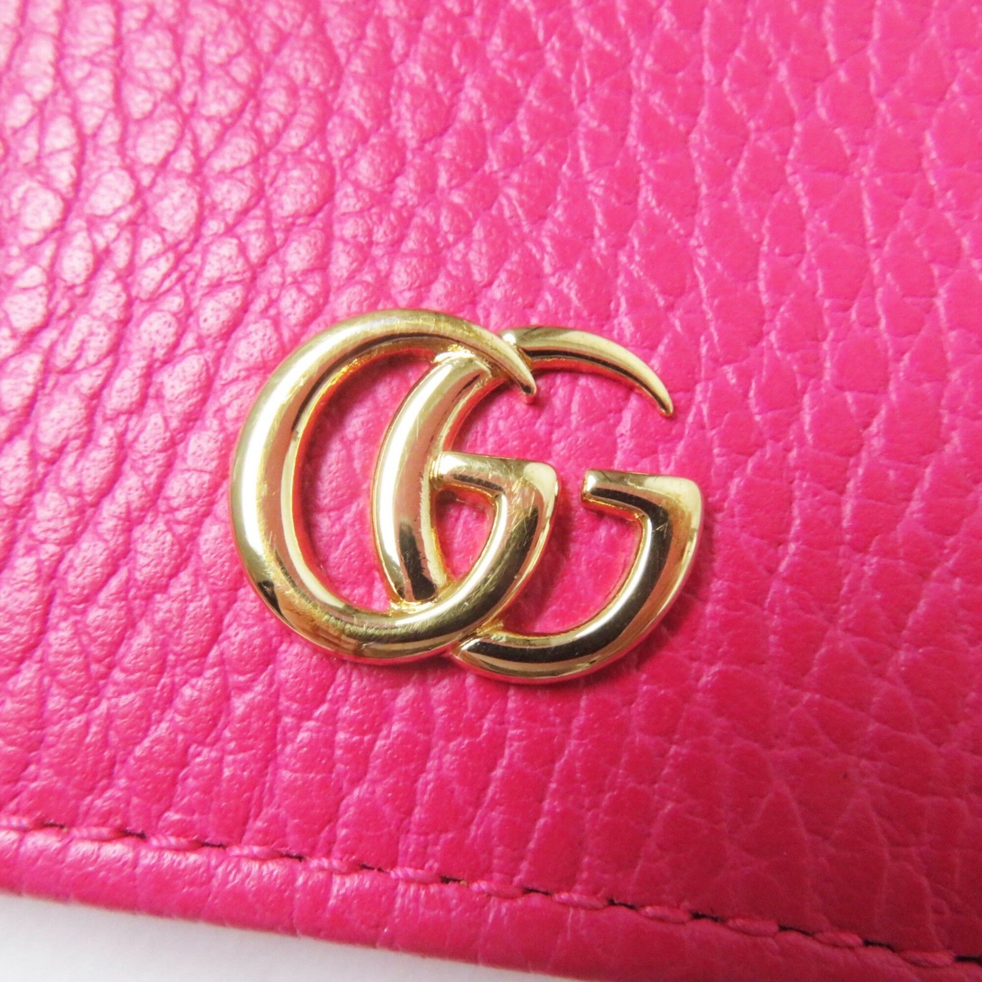 Gucci GUCCI 456126 GG Marmont Leather Mini Wallet, Bi-fold Shocking Pink, Gold Hardware, Comes with Box and Dust Bag, Made in Italy, Women's Size ONE SIZE - 9 Thumbnail