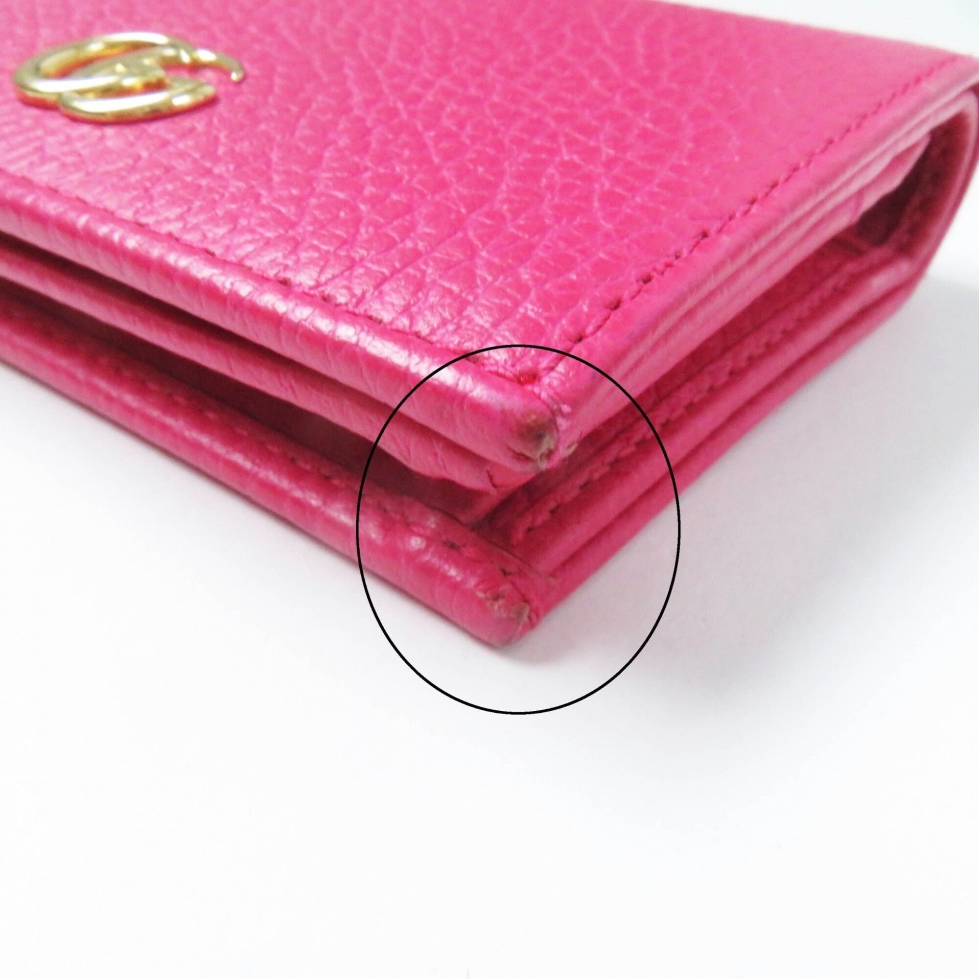 Gucci GUCCI 456126 GG Marmont Leather Mini Wallet, Bi-fold Shocking Pink, Gold Hardware, Comes with Box and Dust Bag, Made in Italy, Women's Size ONE SIZE - 12 Thumbnail