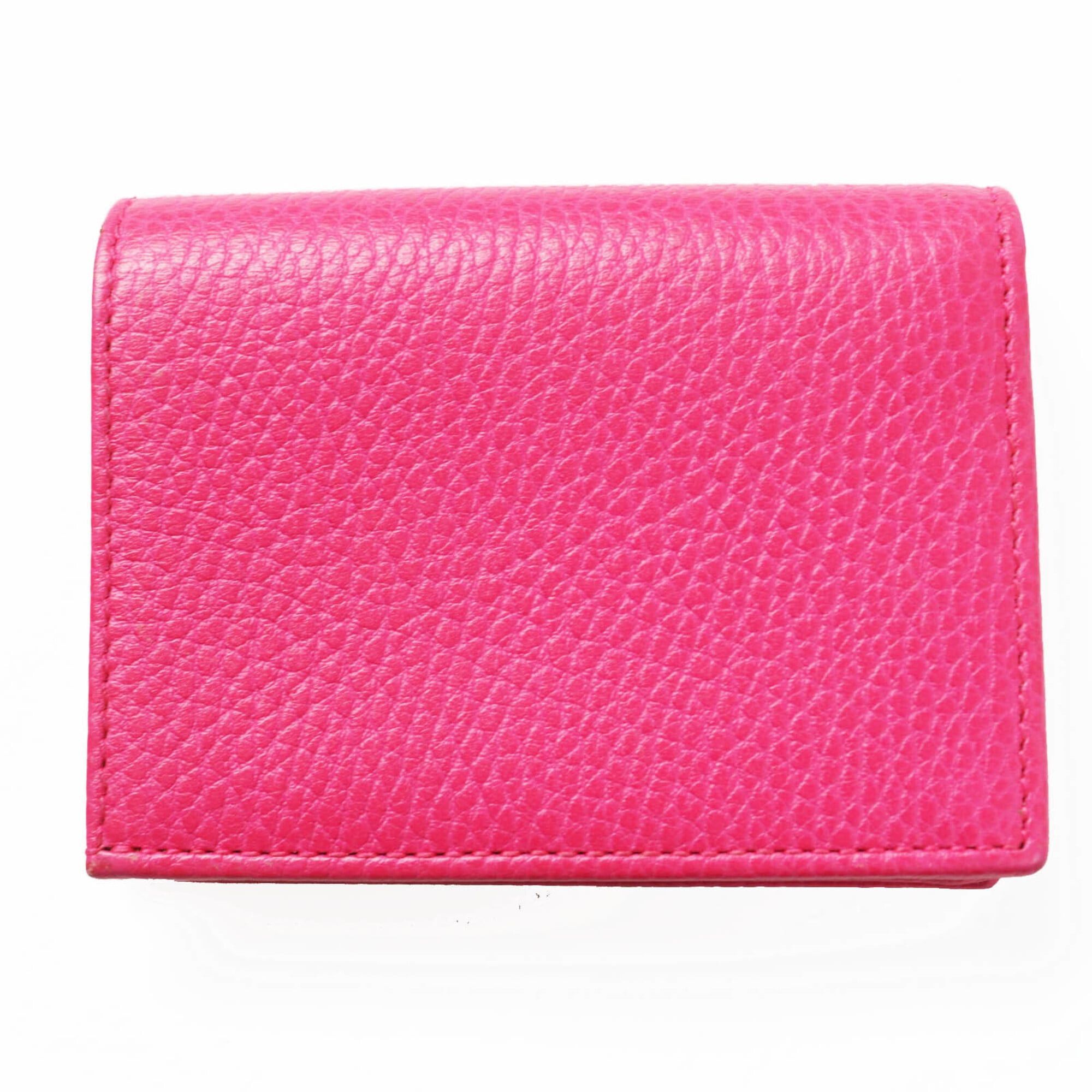 Gucci GUCCI 456126 GG Marmont Leather Mini Wallet, Bi-fold Shocking Pink, Gold Hardware, Comes with Box and Dust Bag, Made in Italy, Women's Size ONE SIZE - 3 Thumbnail
