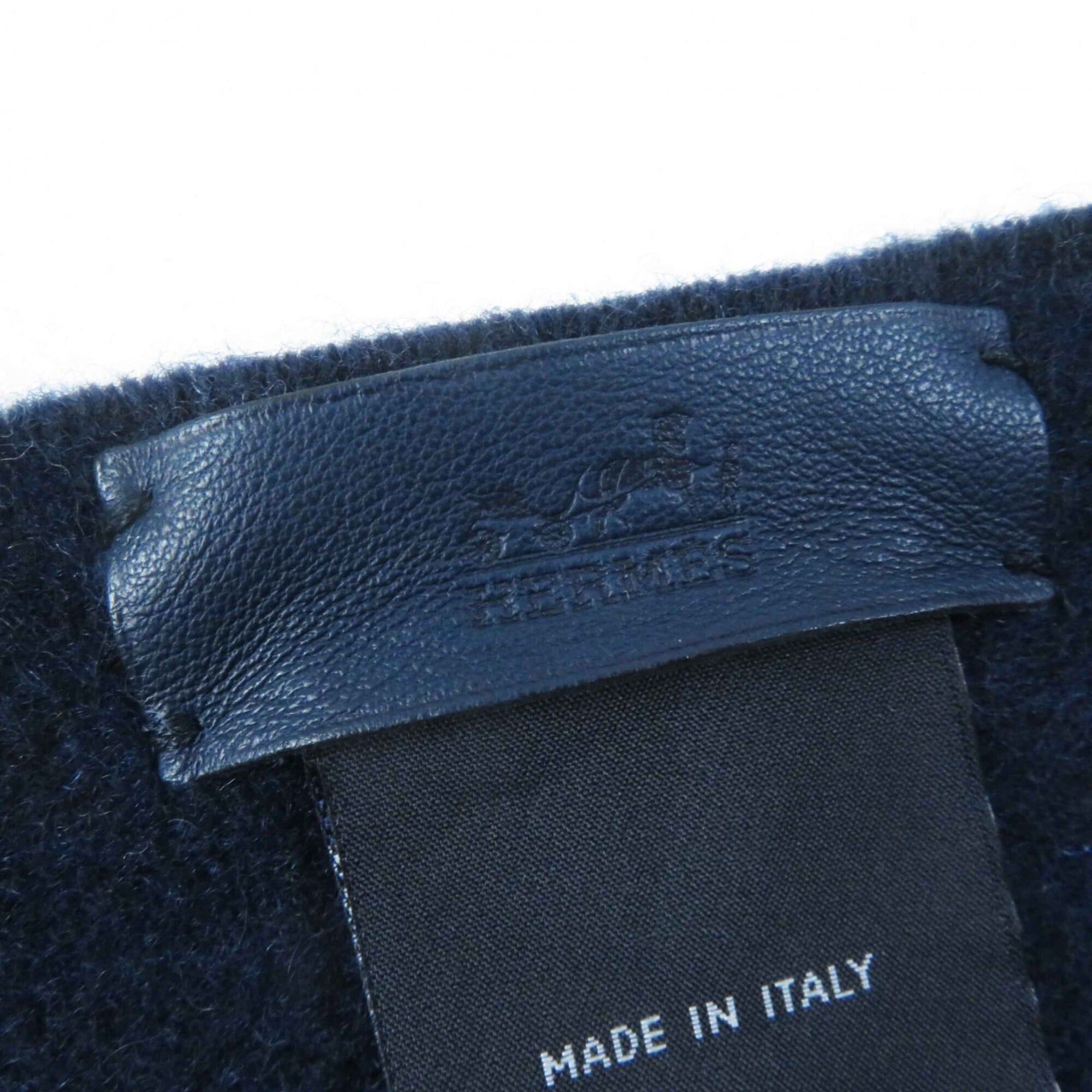 Hermes HERMES H259096S 100% Cashmere, Silk Lining in Pockets, Allumette Pocket, Bi-color, Fringed Scarf/Stole, Navy Blue, Made Italy, Women's Size ONE SIZE - 8 Thumbnail