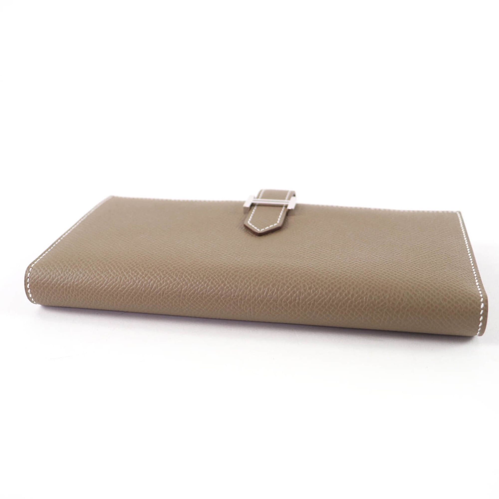 Hermes HERMES Bearn Soufflé Etoupe Silver Hardware Leather Long Wallet, W Stamp, with Box, Made in France, Women's Size ONE SIZE - 4 Thumbnail
