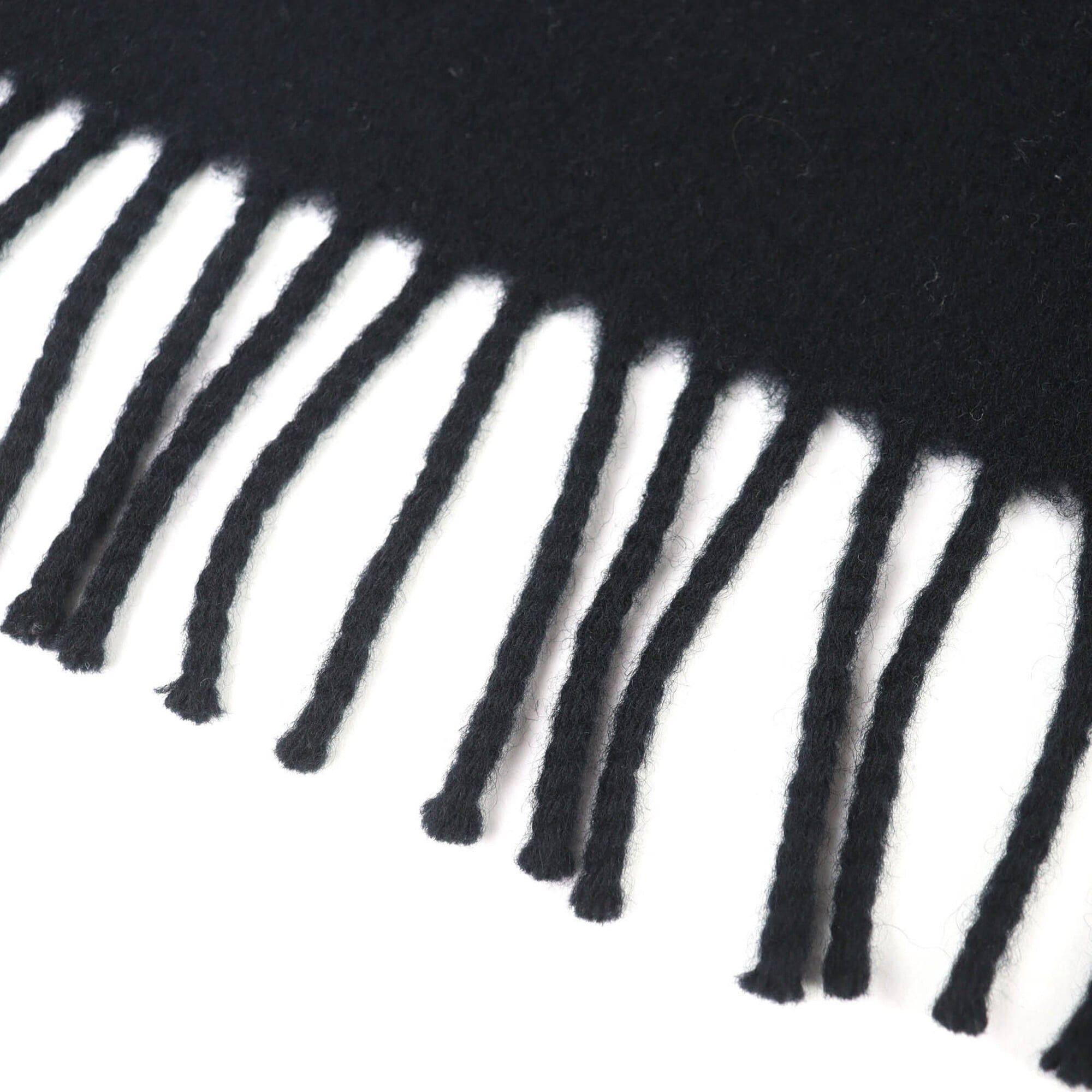 Hermes HERMES 100% Cashmere Scarf/Stole with Logo Embroidery and Fringe, Simple Design, Black, Made in England, Men's/Women's. Size ONE SIZE - 5 Thumbnail