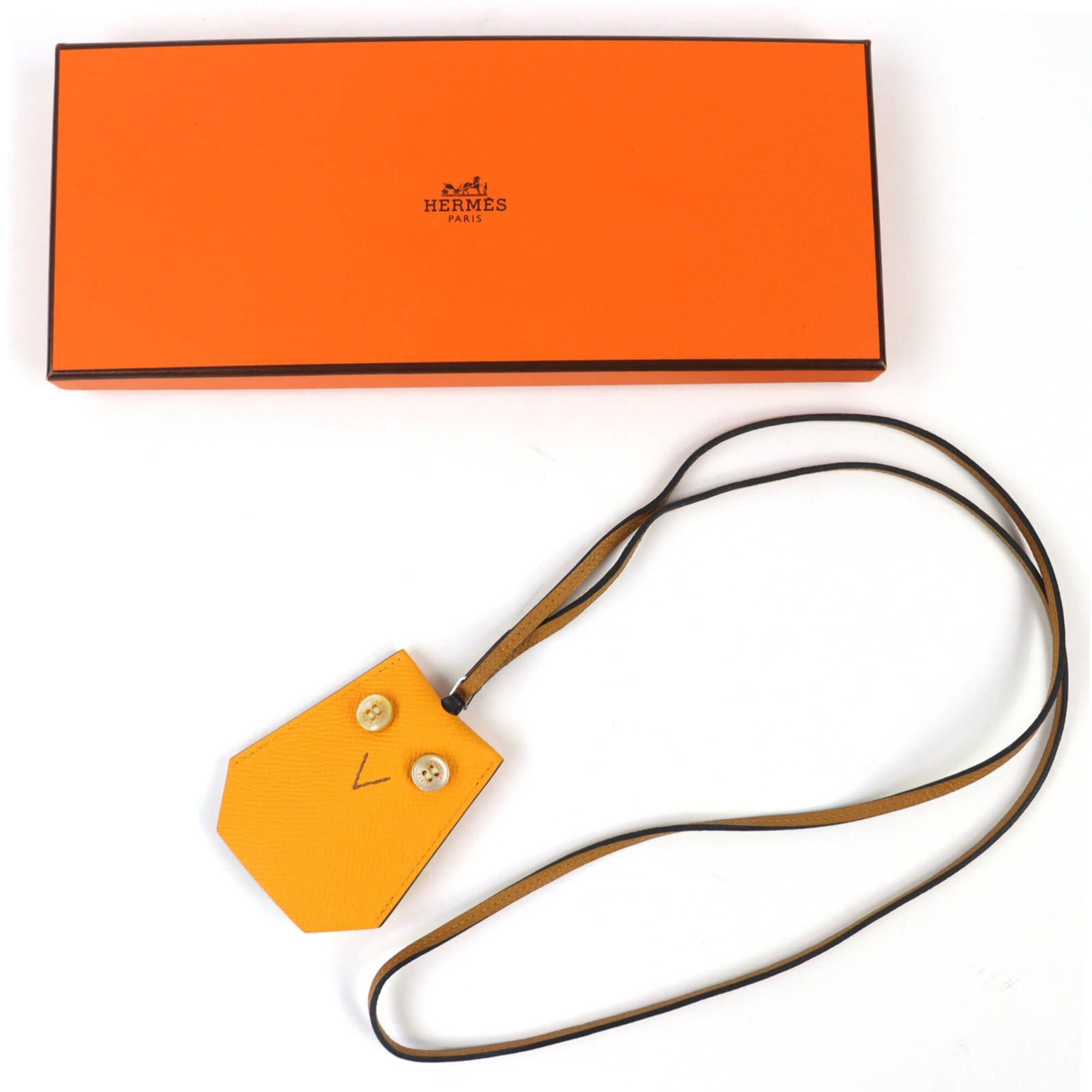 Hermes HERMES Petit H Ybton Clochette Veau Epsom Jaune d'Or Biscuit Necklace with Box, Made in France, Women's Size ONE SIZE - 2 Thumbnail