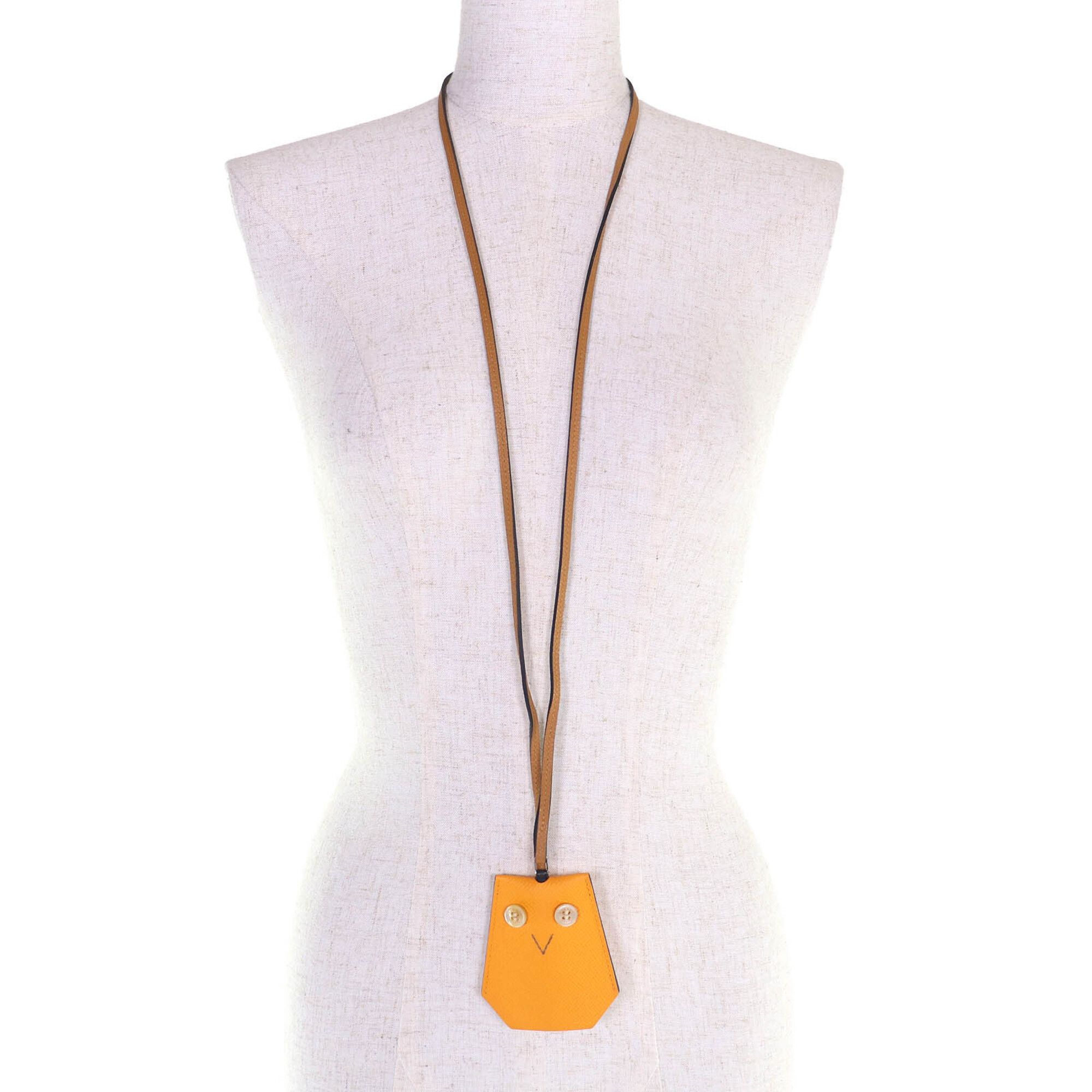 Hermes HERMES Petit H Ybton Clochette Veau Epsom Jaune d'Or Biscuit Necklace with Box, Made in France, Women's Size ONE SIZE - 3 Thumbnail